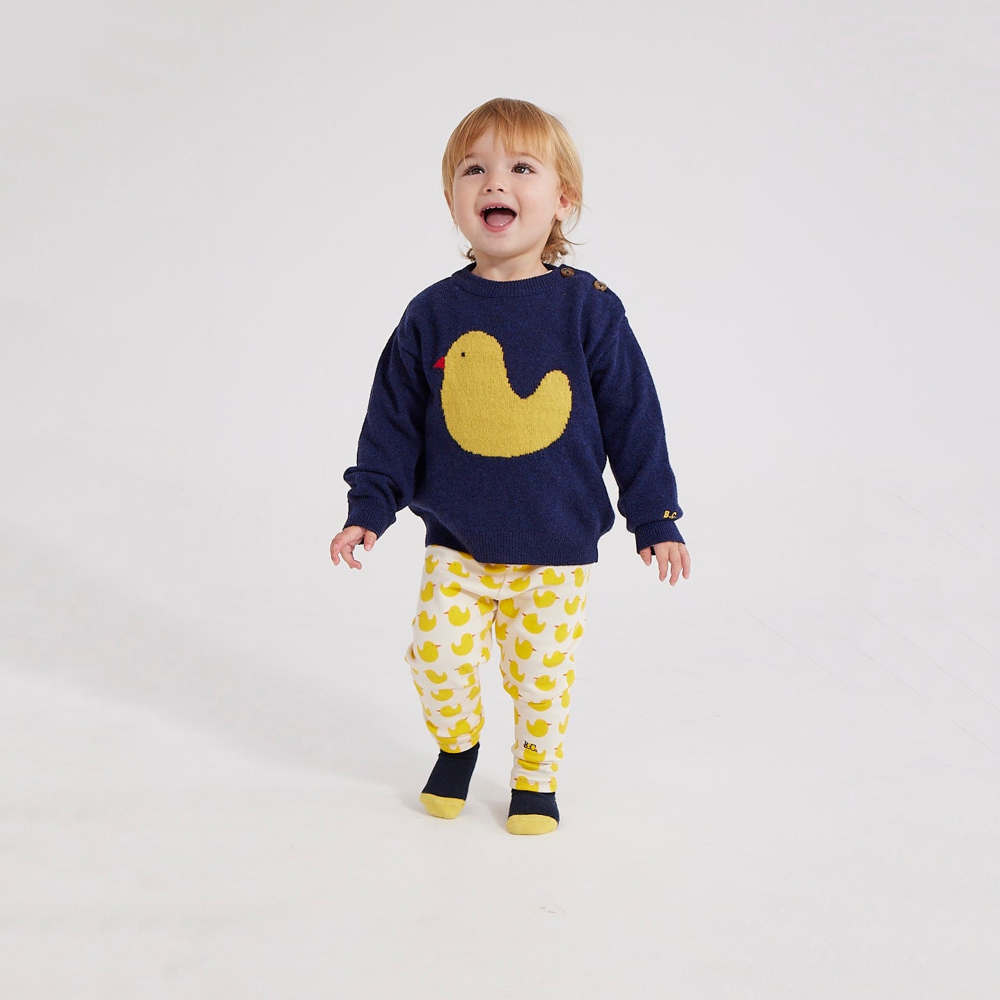 Baby Boys & Girls Yellow Printed Cotton Leggings
