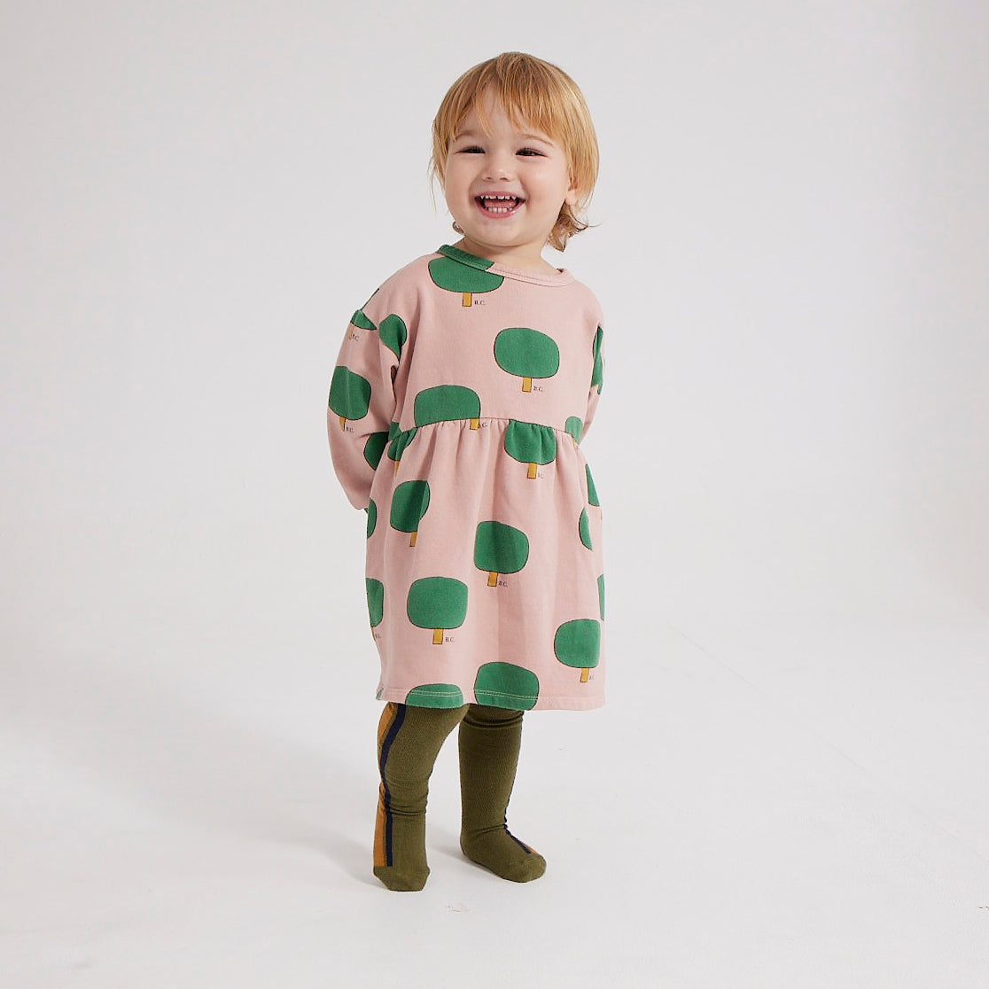 Baby Girls Pink Printed Cotton Dress