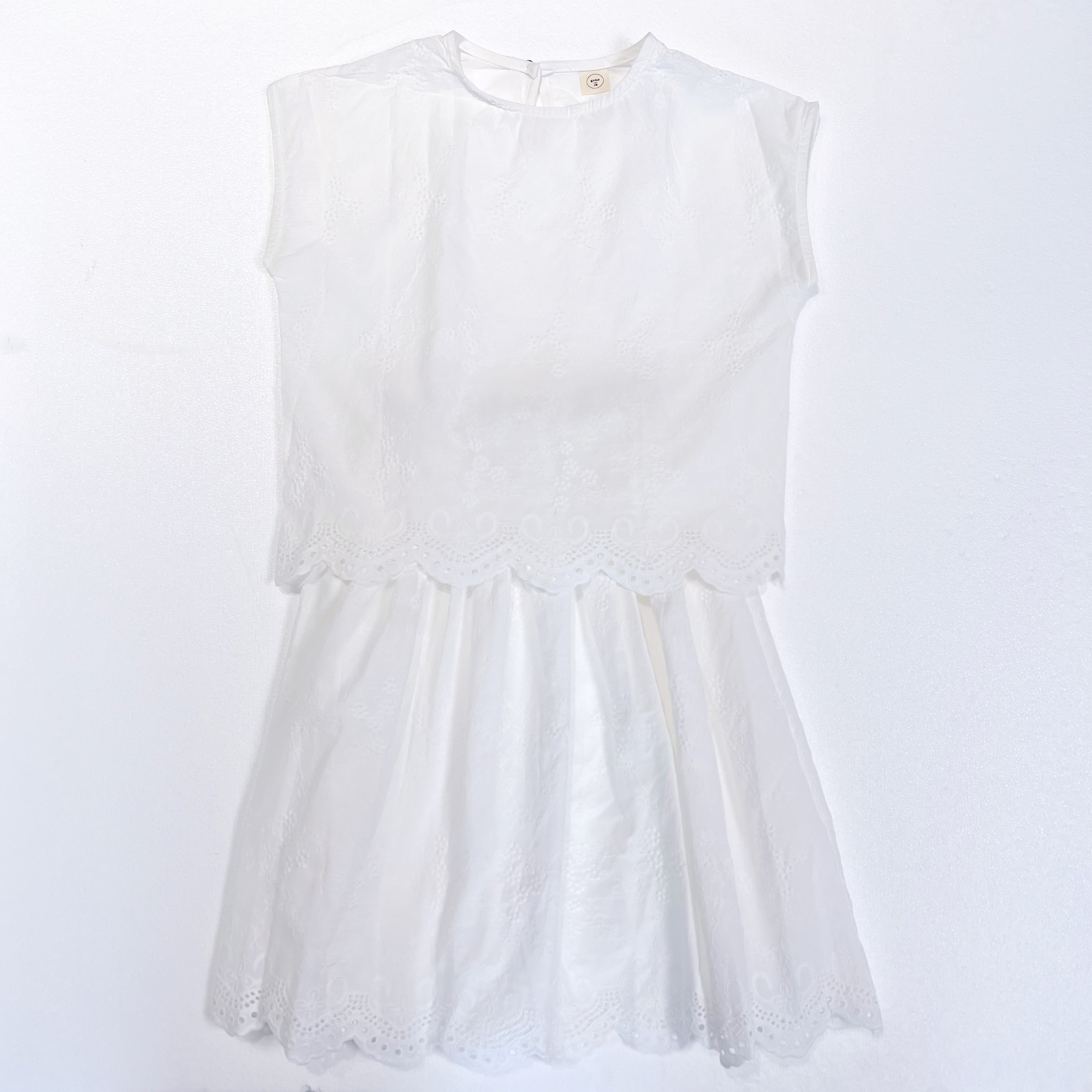 Girls White Embroidered Cotton Dress