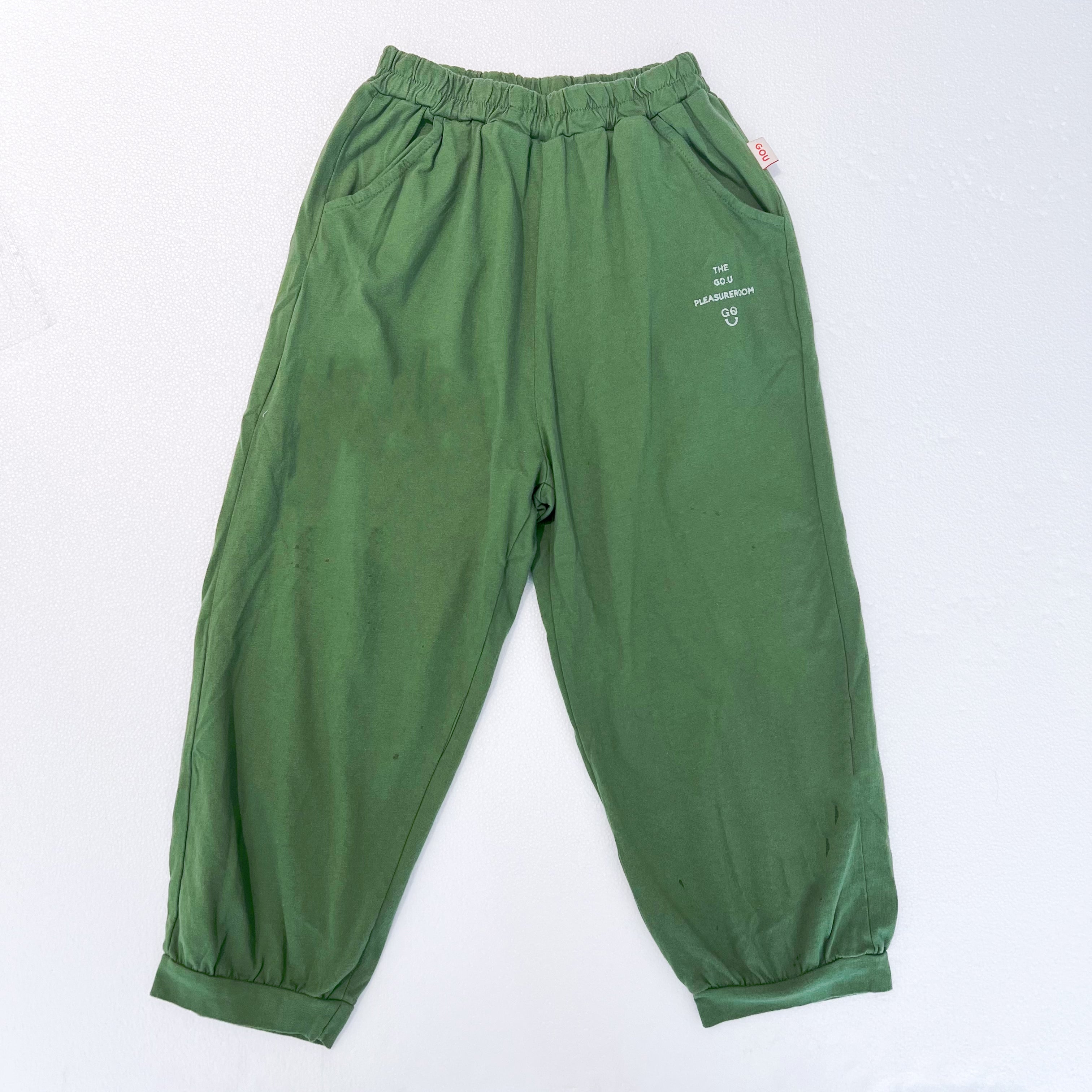 Boys & Girls Green Cotton Trousers