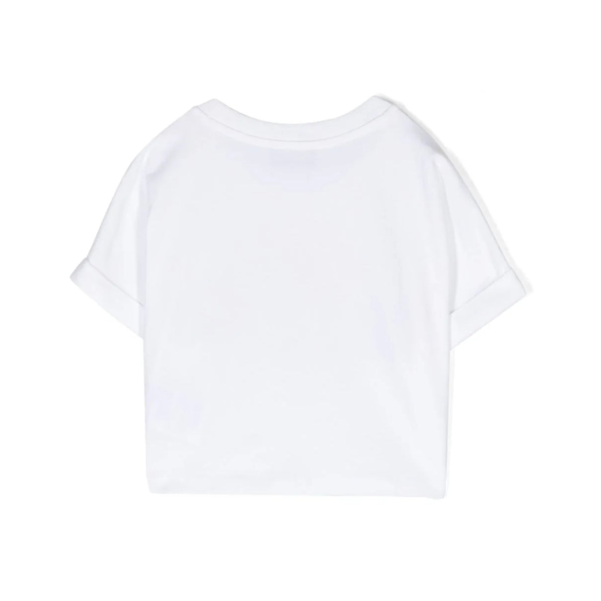 Girls White Cropped Teddy Bear Cotton T-Shirt