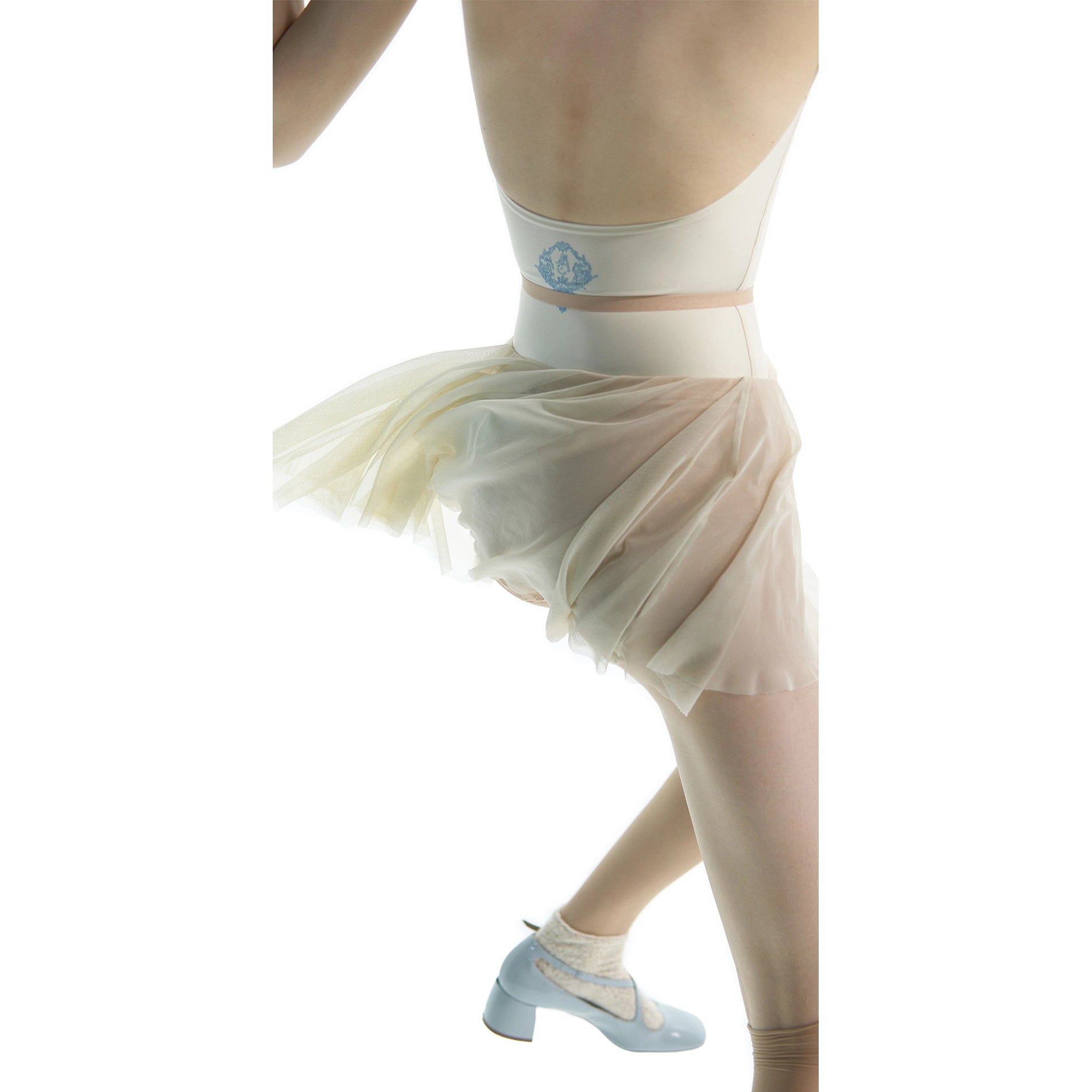 Women White "ILLUSION" Ballet Skirt(232SK04JA/edelw)