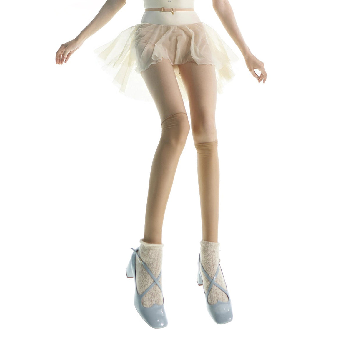 Girls White "JUNIOR ILLUSION" Ballet Skirt(J232SK04JA/edelw)