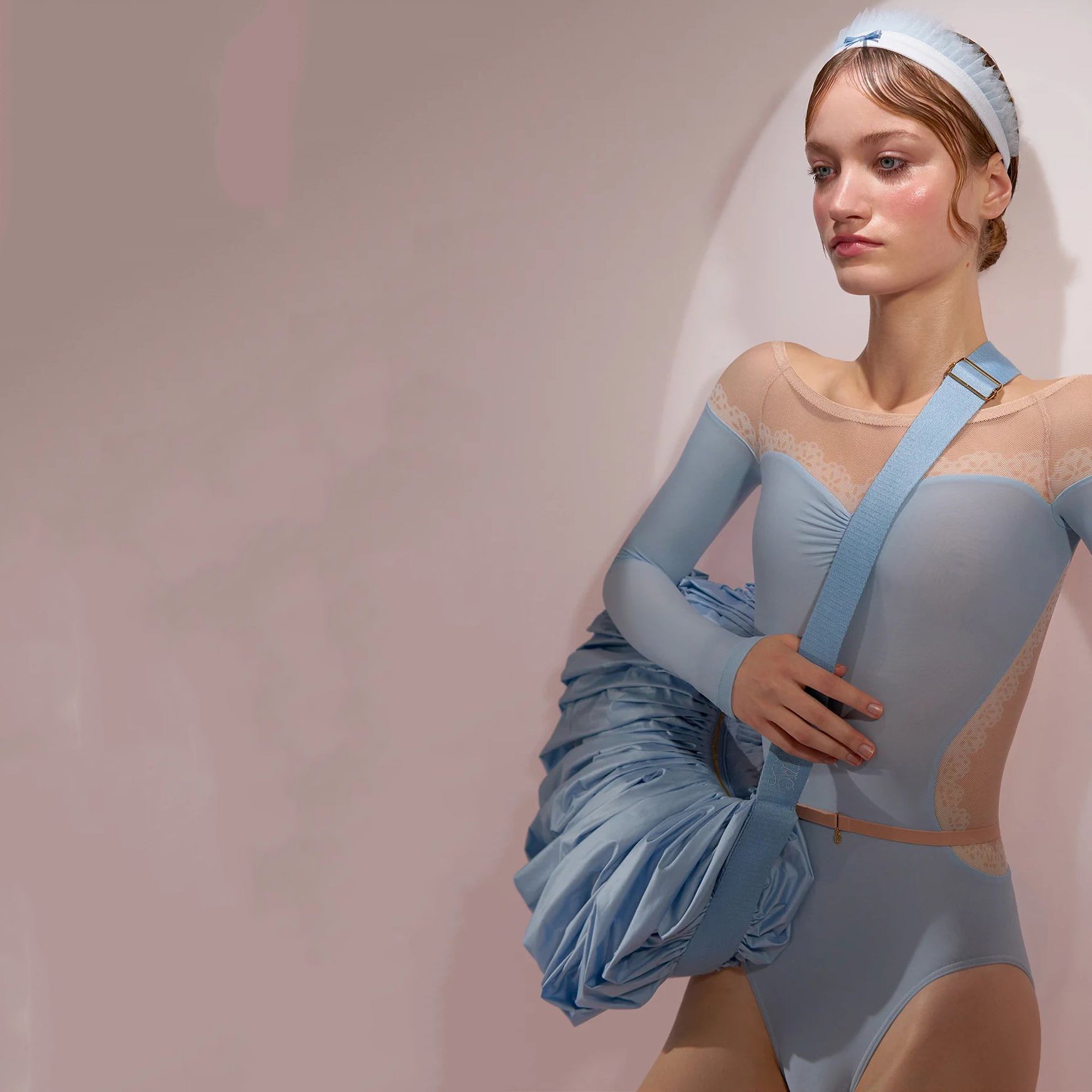 Women Light Blue'WHIPPED CREAM'Pleated Bag(35x25cm)