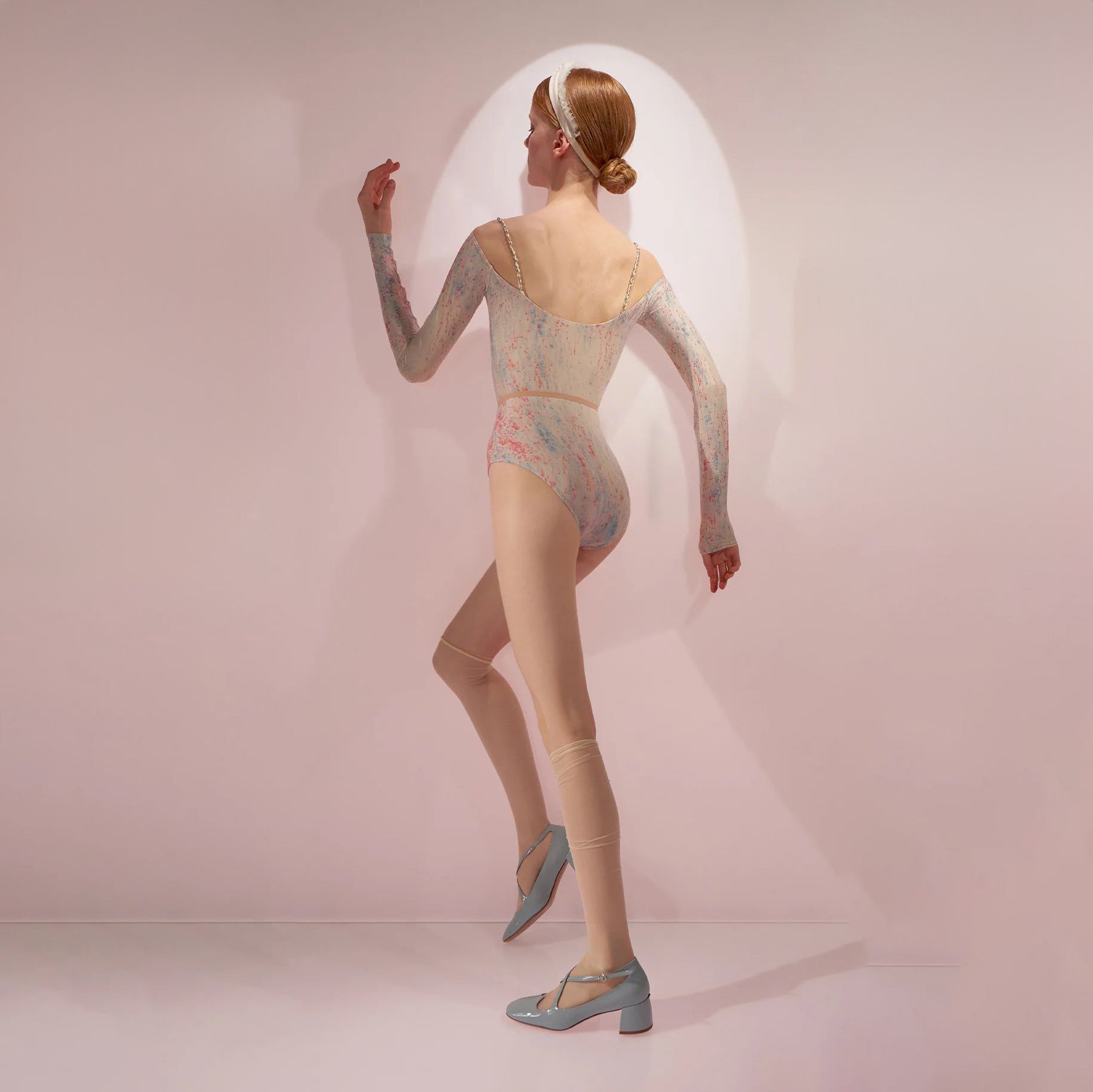 Women Blue&Pink'SPRINKLE MERINGUE'Long Sleeves Ballet Onesies(242LE21VL/blue/blush)