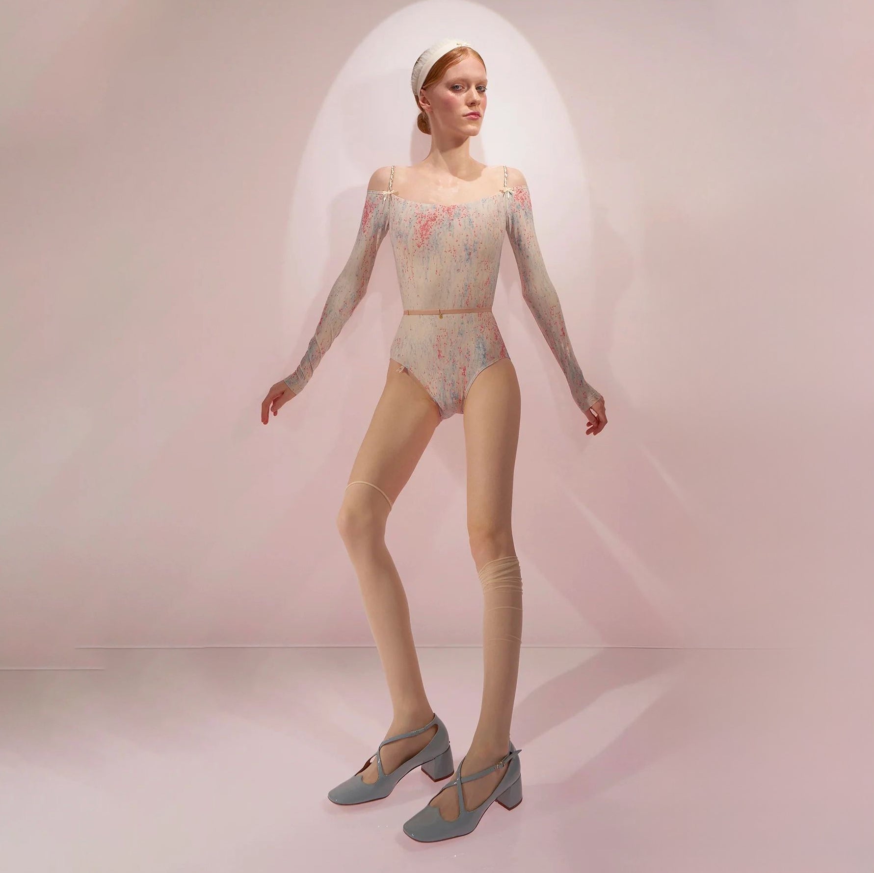 Women Blue&Pink'SPRINKLE MERINGUE'Long Sleeves Ballet Onesies(242LE21VL/blue/blush)