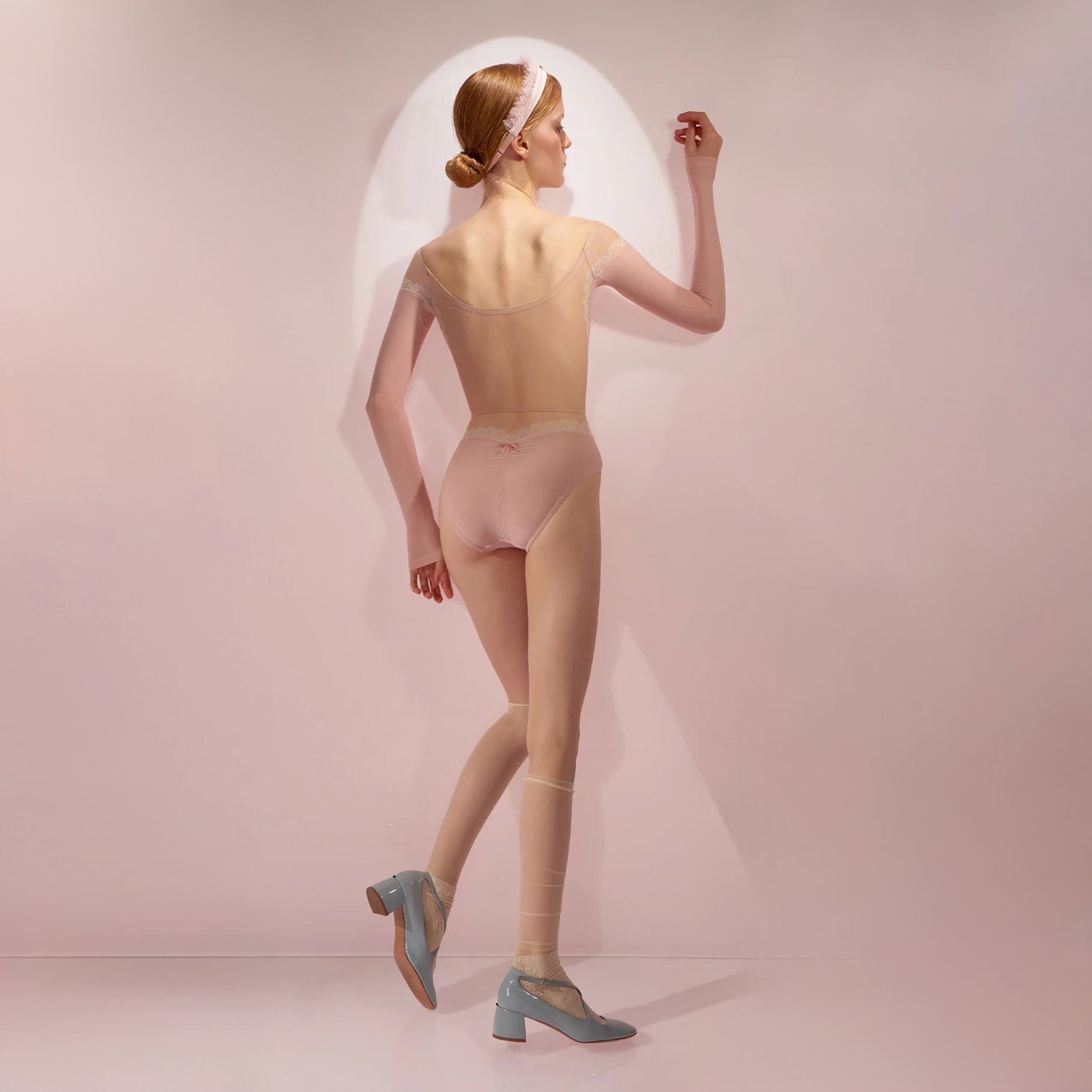 Women Pink'HOURGLASS'Long Sleeves Ballet Onesies(242LE53VC/baby blush)