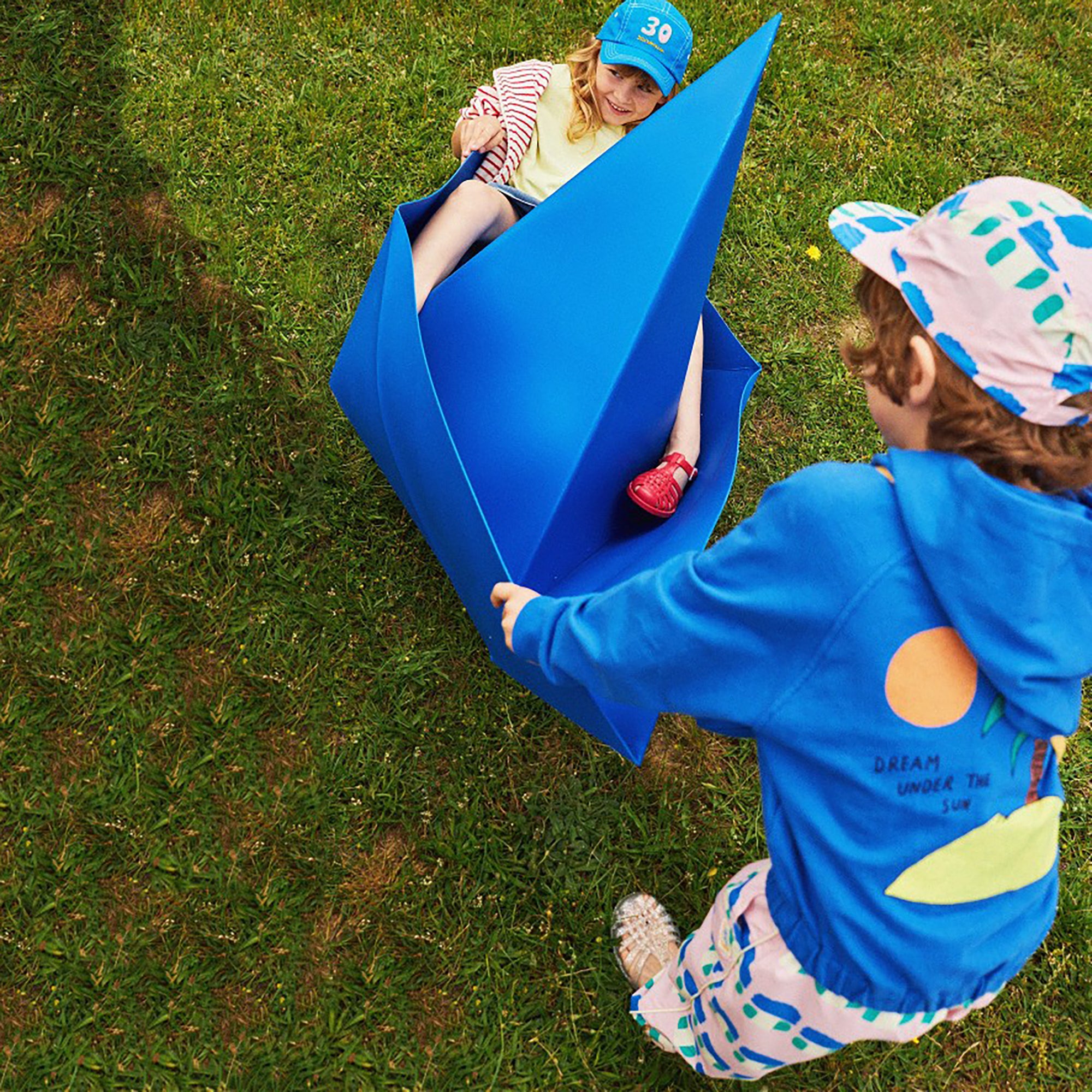 Boys & Girls Blue Cotton Hooded Sweatshirt