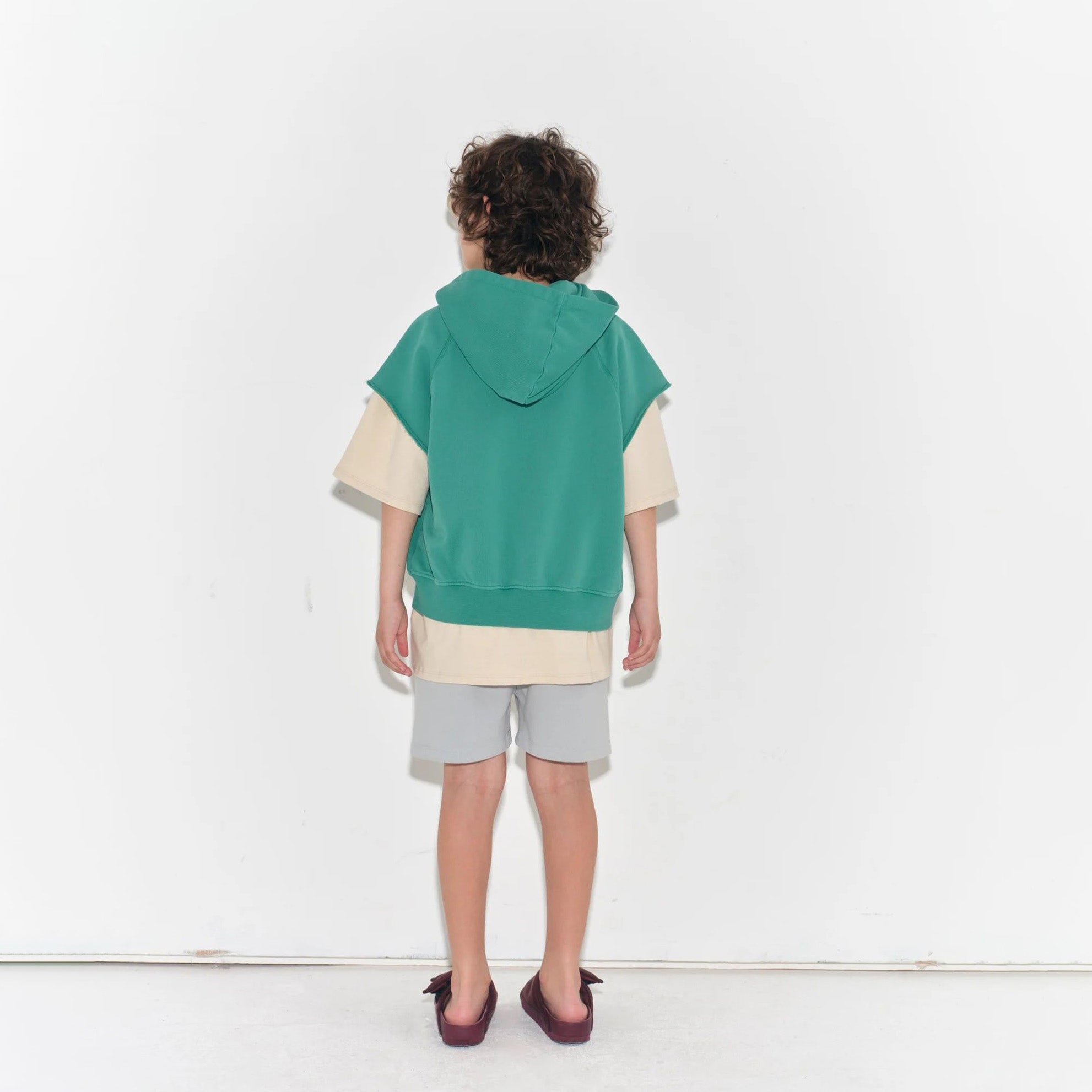 Boys & Girls Grey Green Cotton Shorts