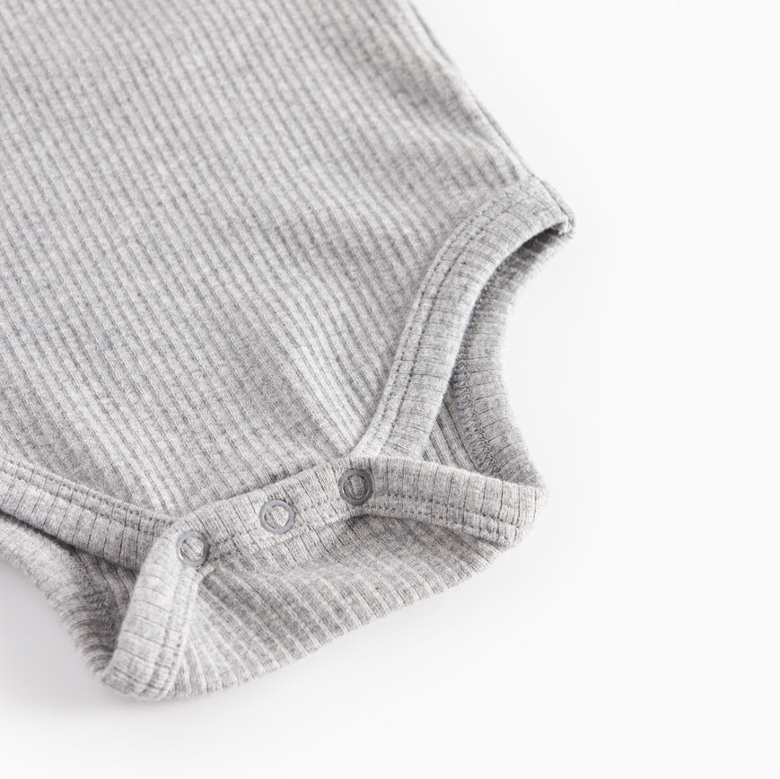 Baby Girls Grey Ruffled Cotton Babysuit