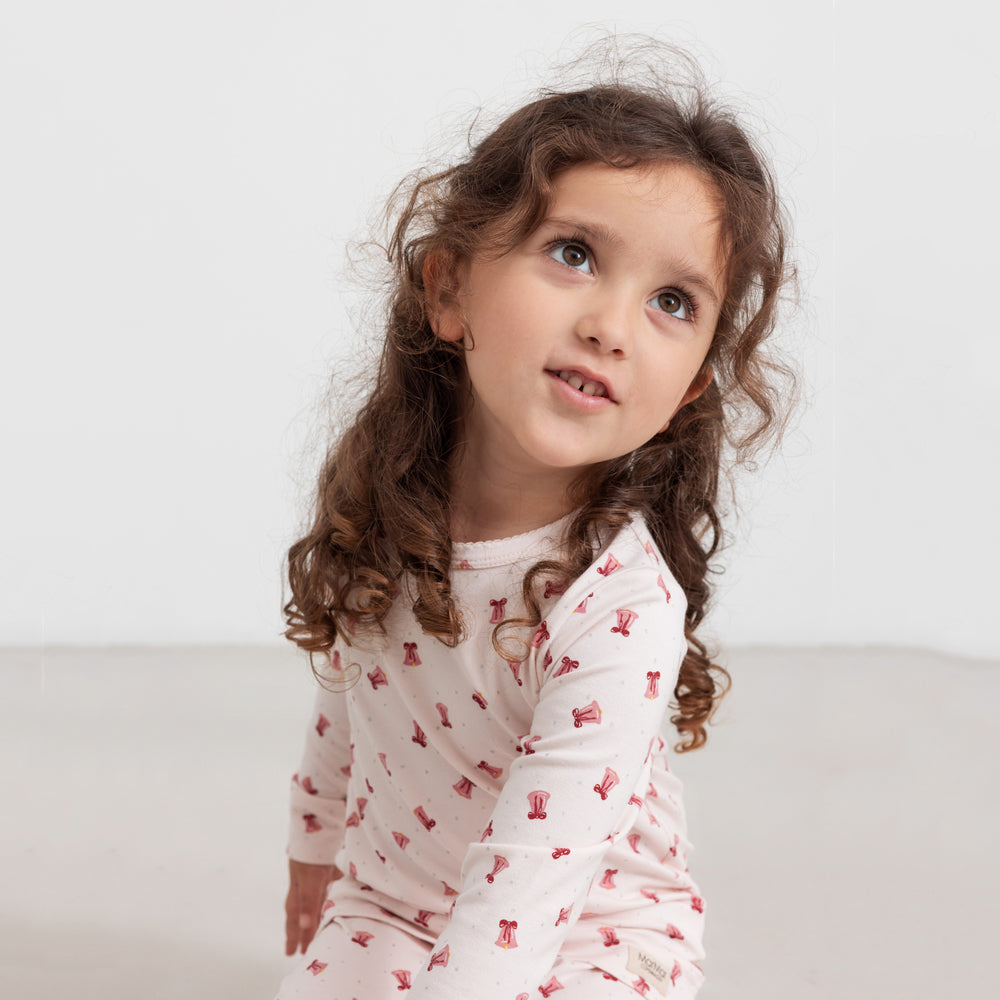 Girls Light Pink Printed Cotton Nightwear Set