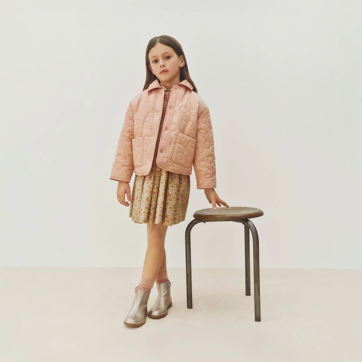 Veste matelassée réversible rose pour filles