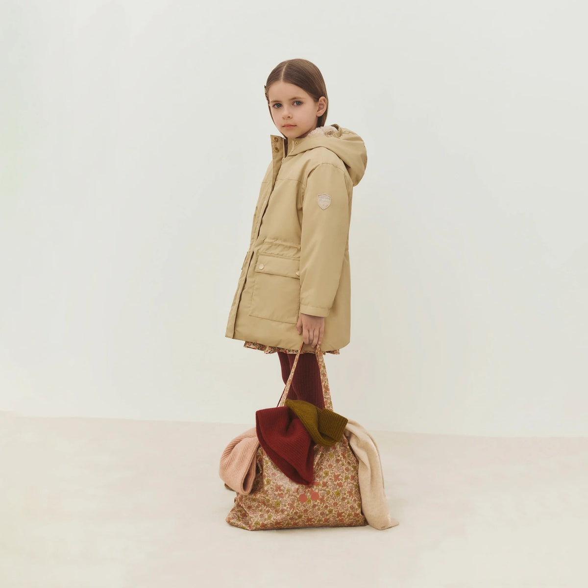 Manteau à capuche beige pour fille