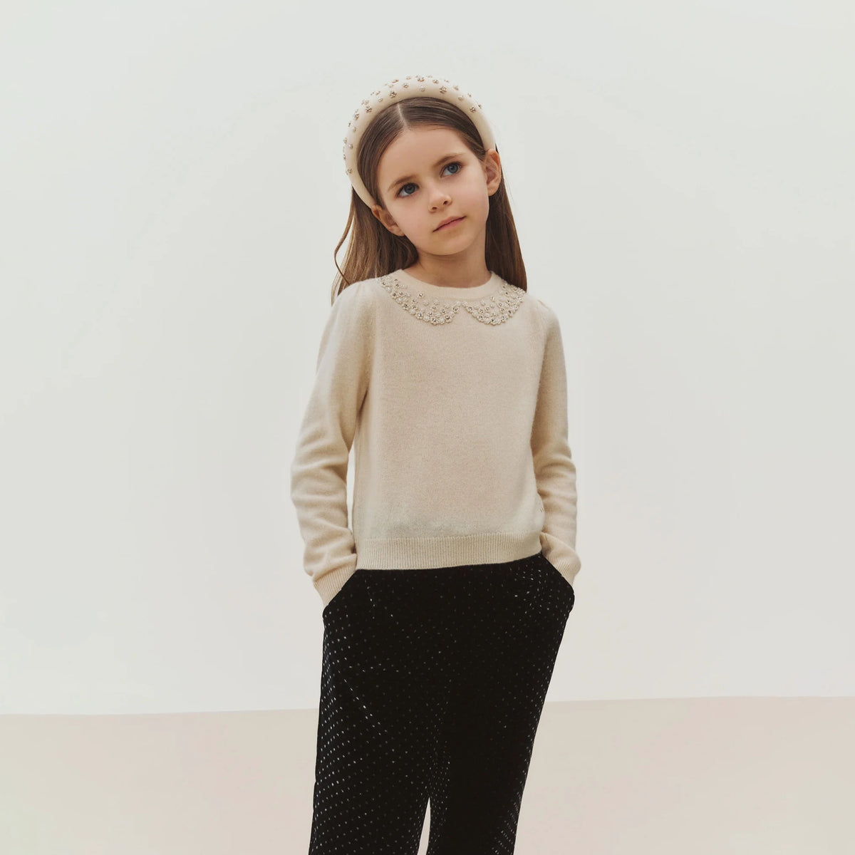 Girls White Cashmere Sweater