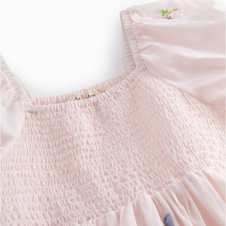 Girls Light Pink Embroidered Cotton Dress