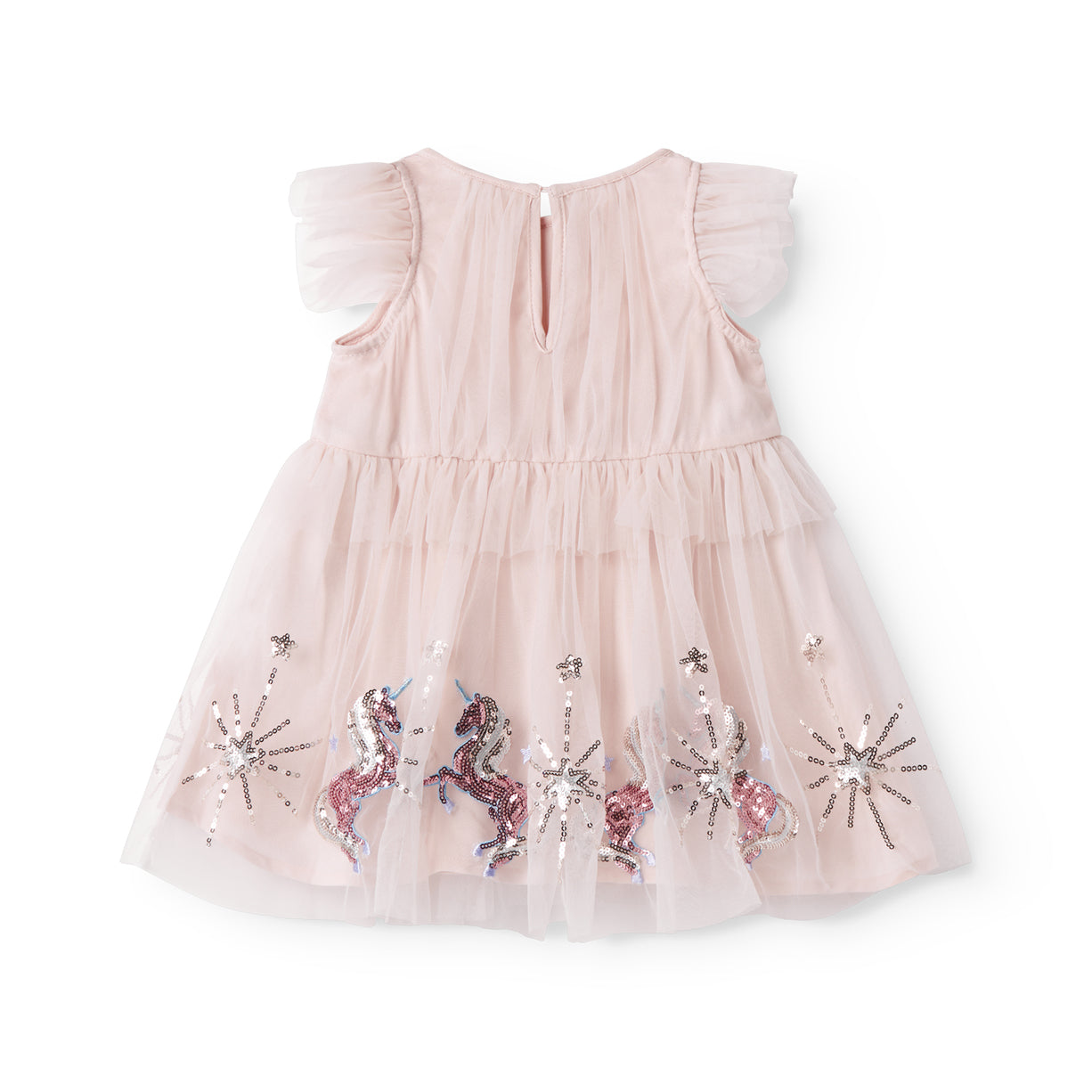 Baby Girls Light Pink Unicorn Sequin Tulle Dress