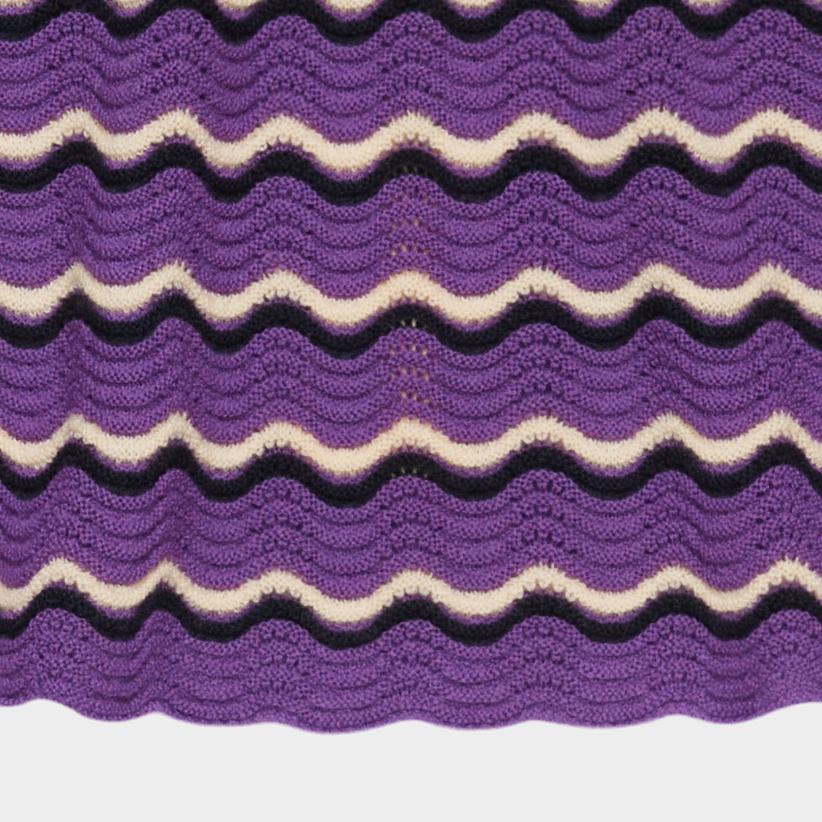 Girls Purple Wave Pointelle Wool Skirt