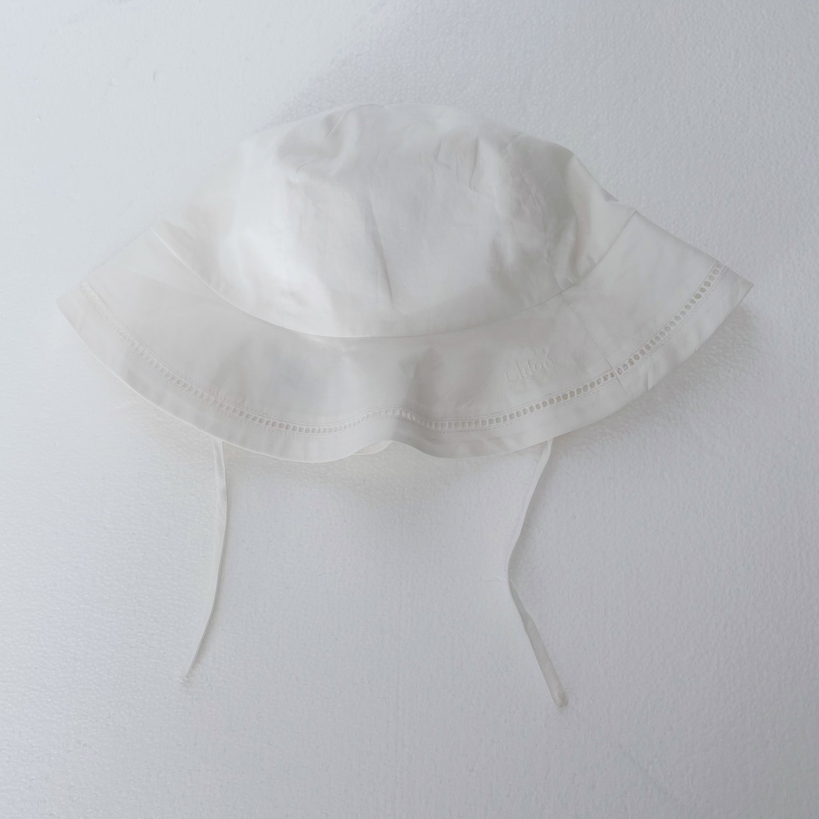 Girls White Cotton Bucket Hat
