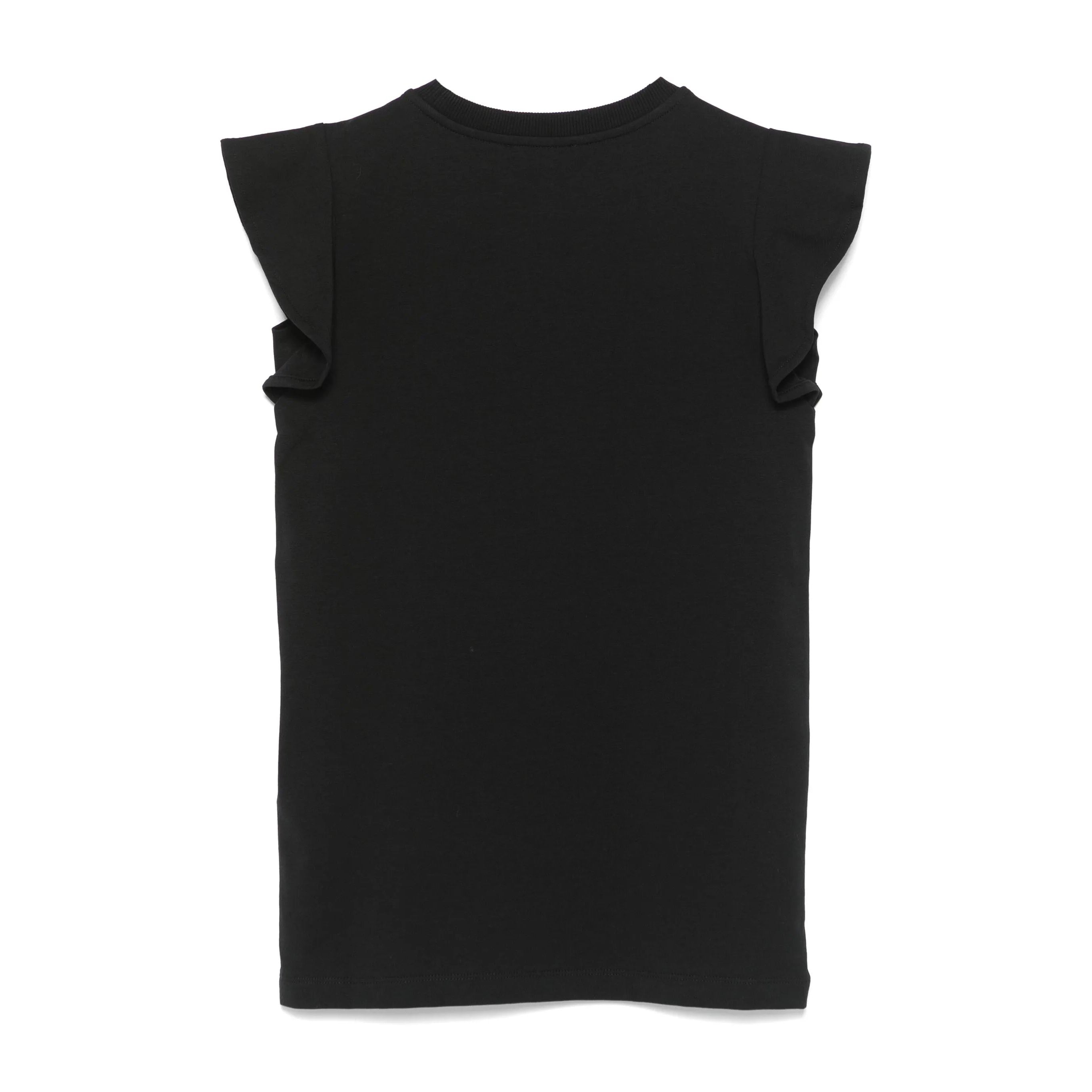 Girls Black Printed Logo Cotton Dress