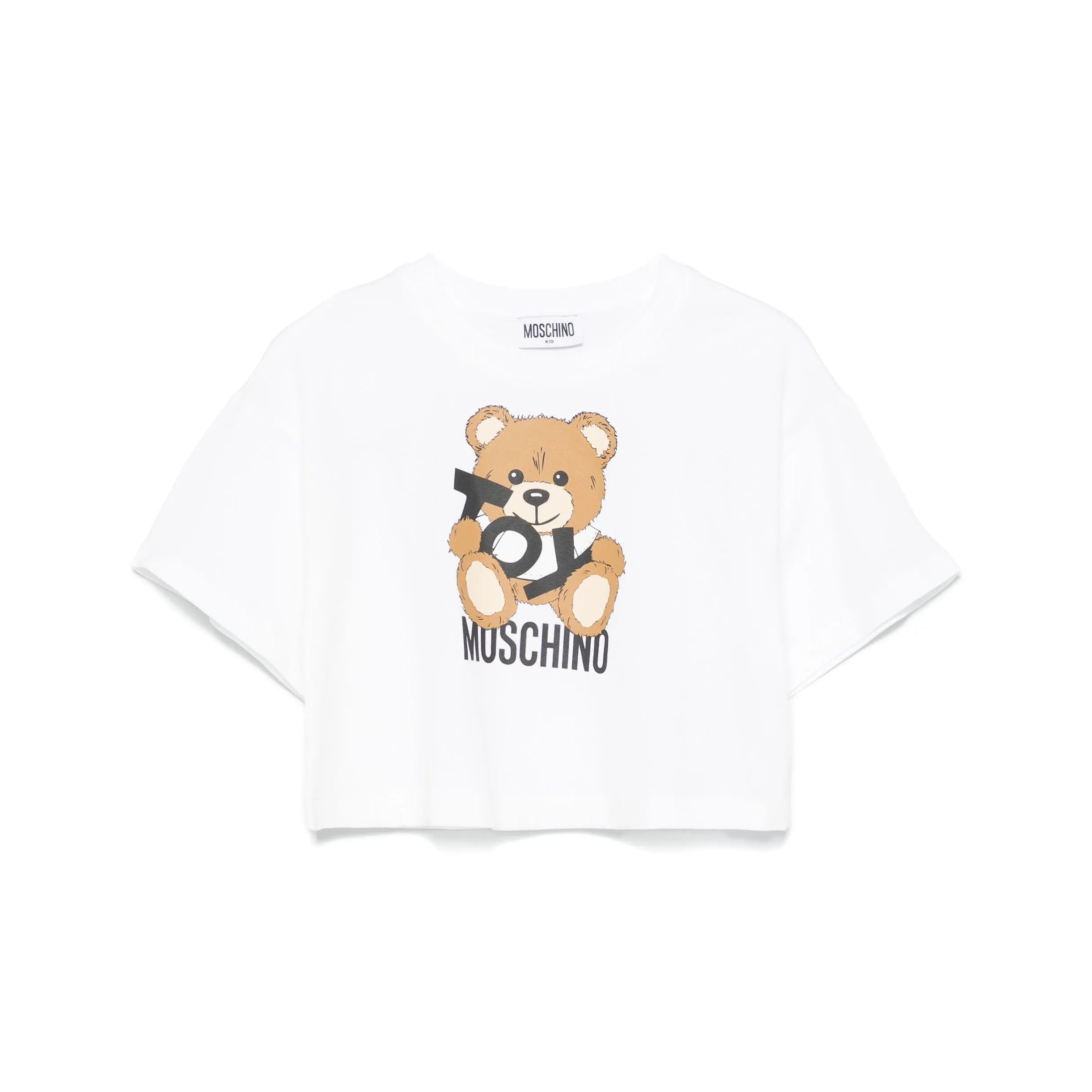 Girls White Printed Cotton T-Shirt