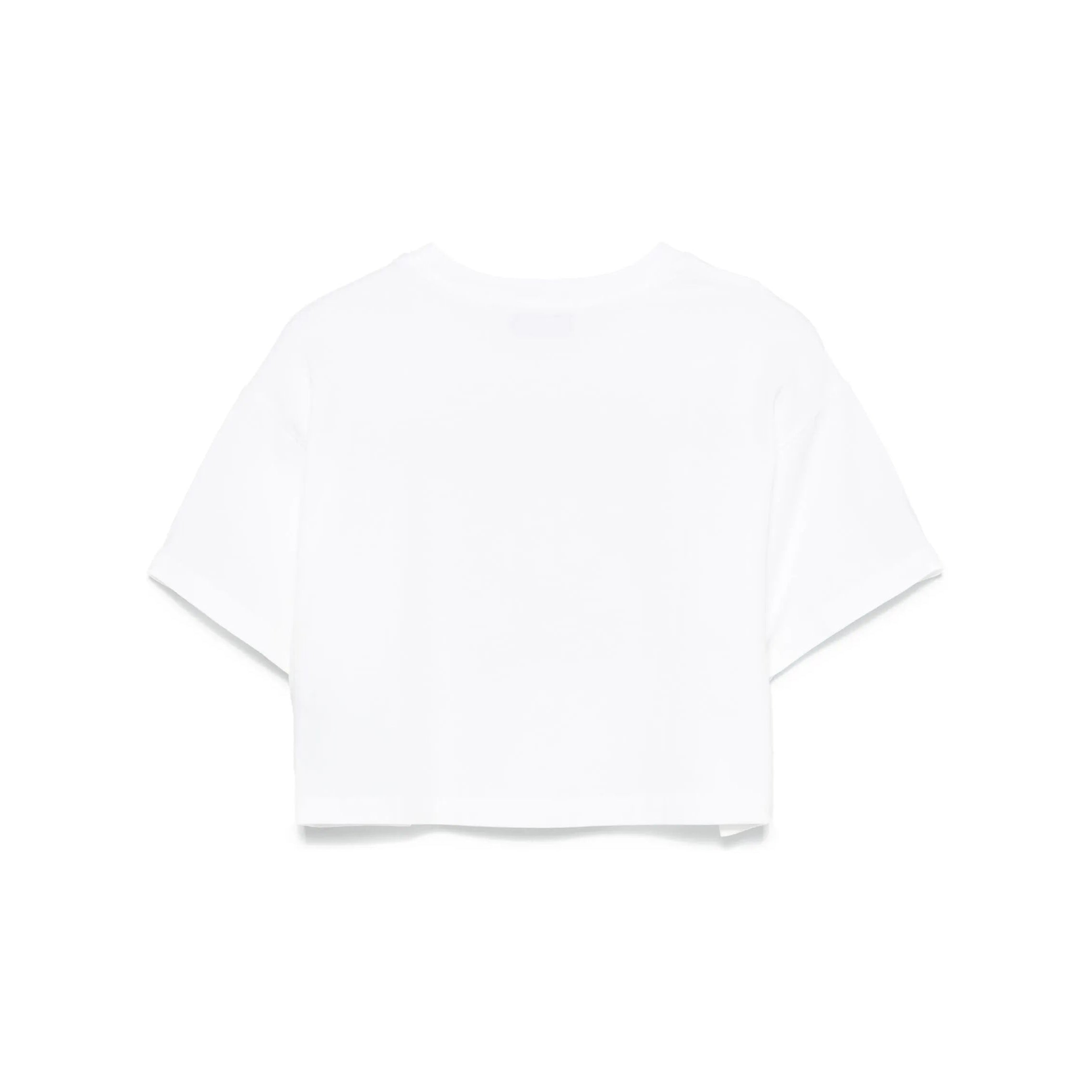 Girls White Printed Cotton T-Shirt