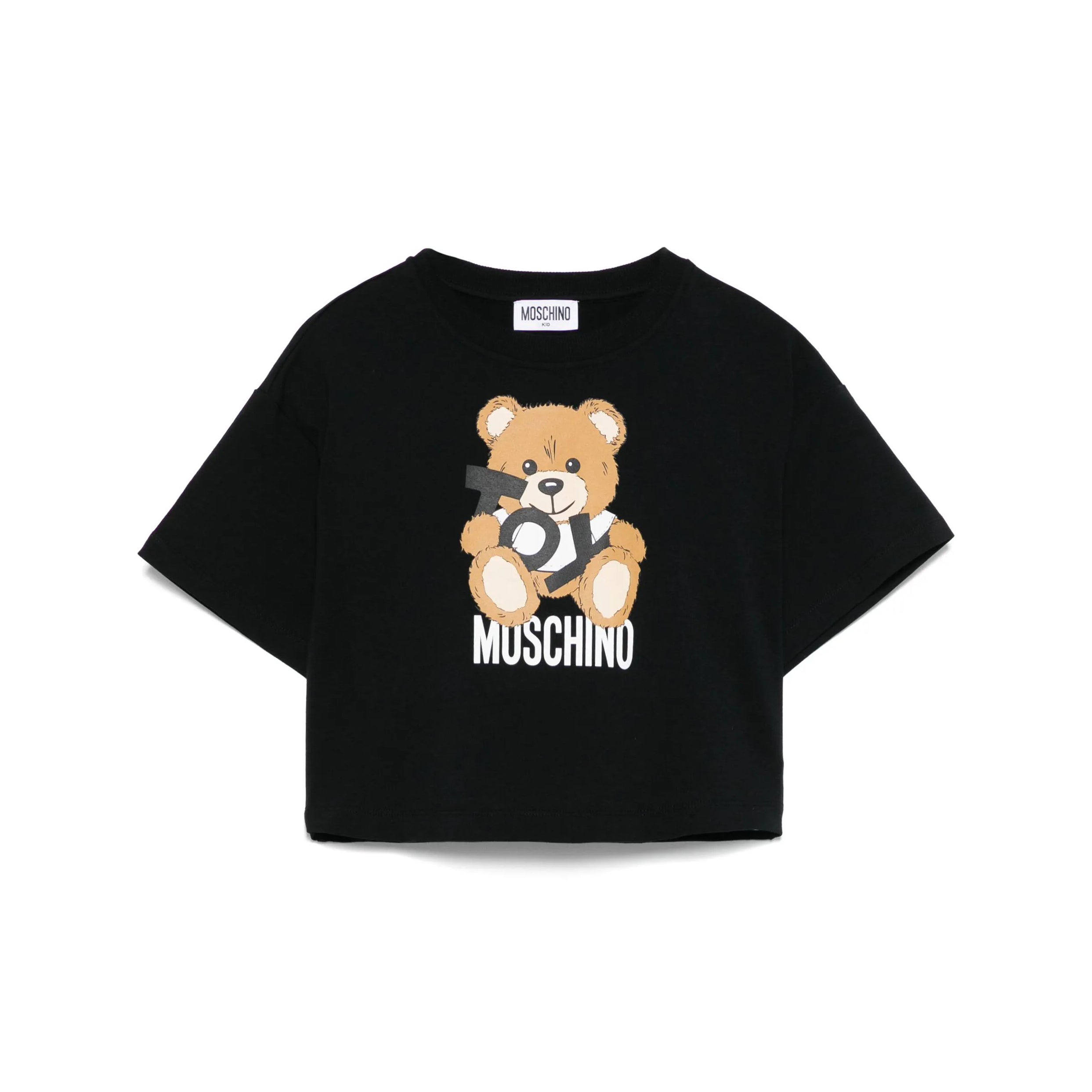 Girls Black Printed Cotton T-Shirt