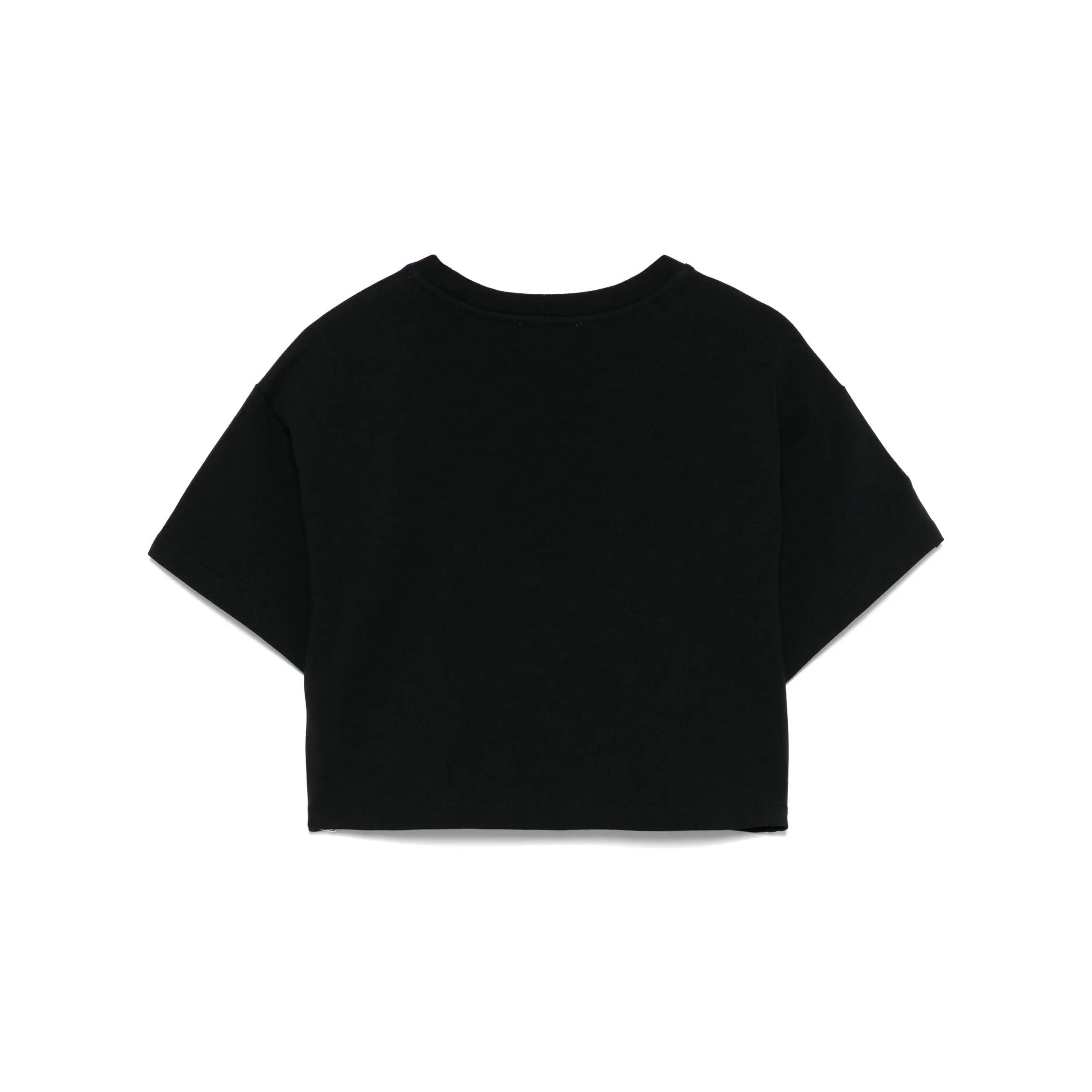 Girls Black Printed Cotton T-Shirt