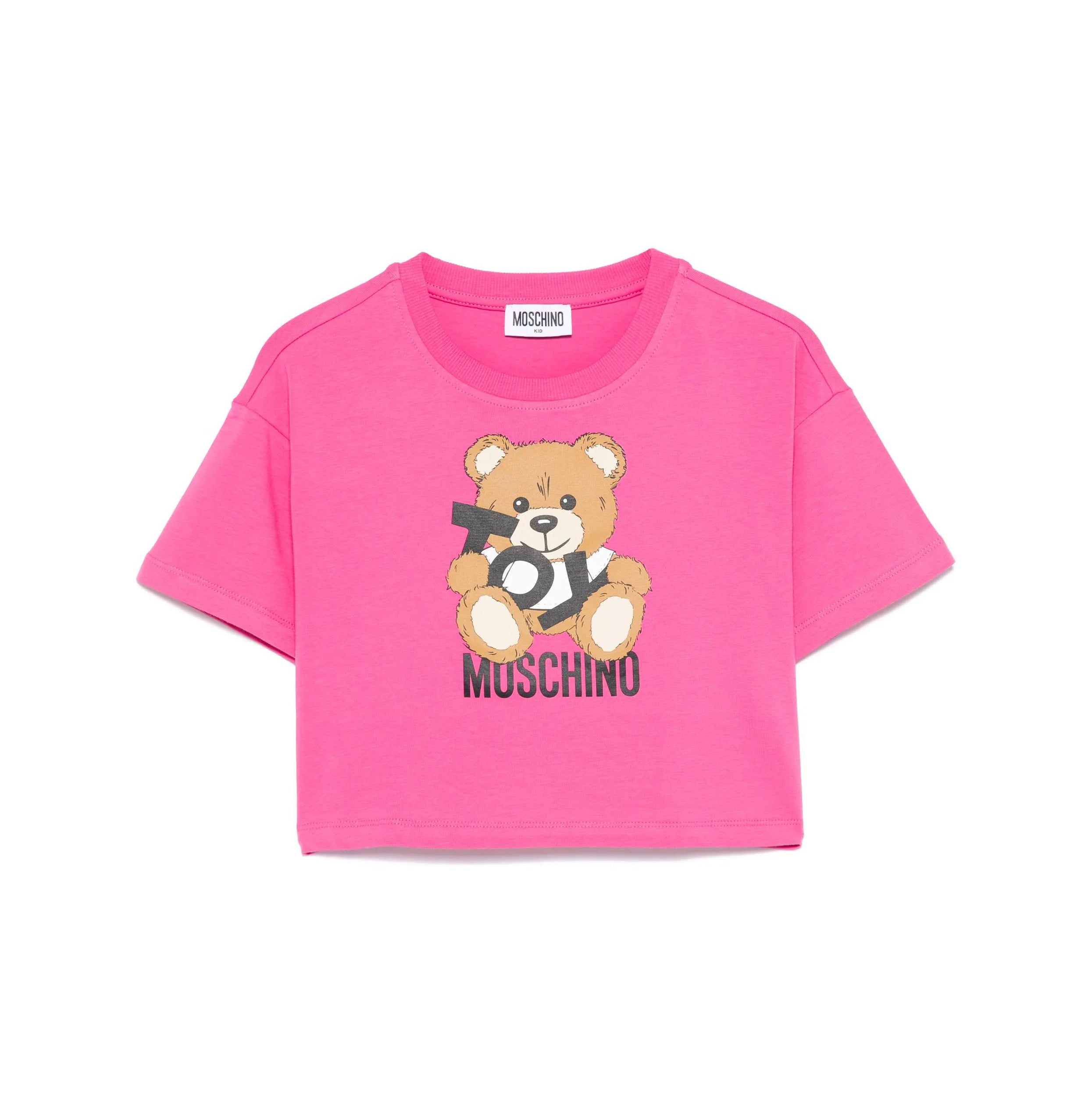 Girls Pink Printed Cotton T-Shirt