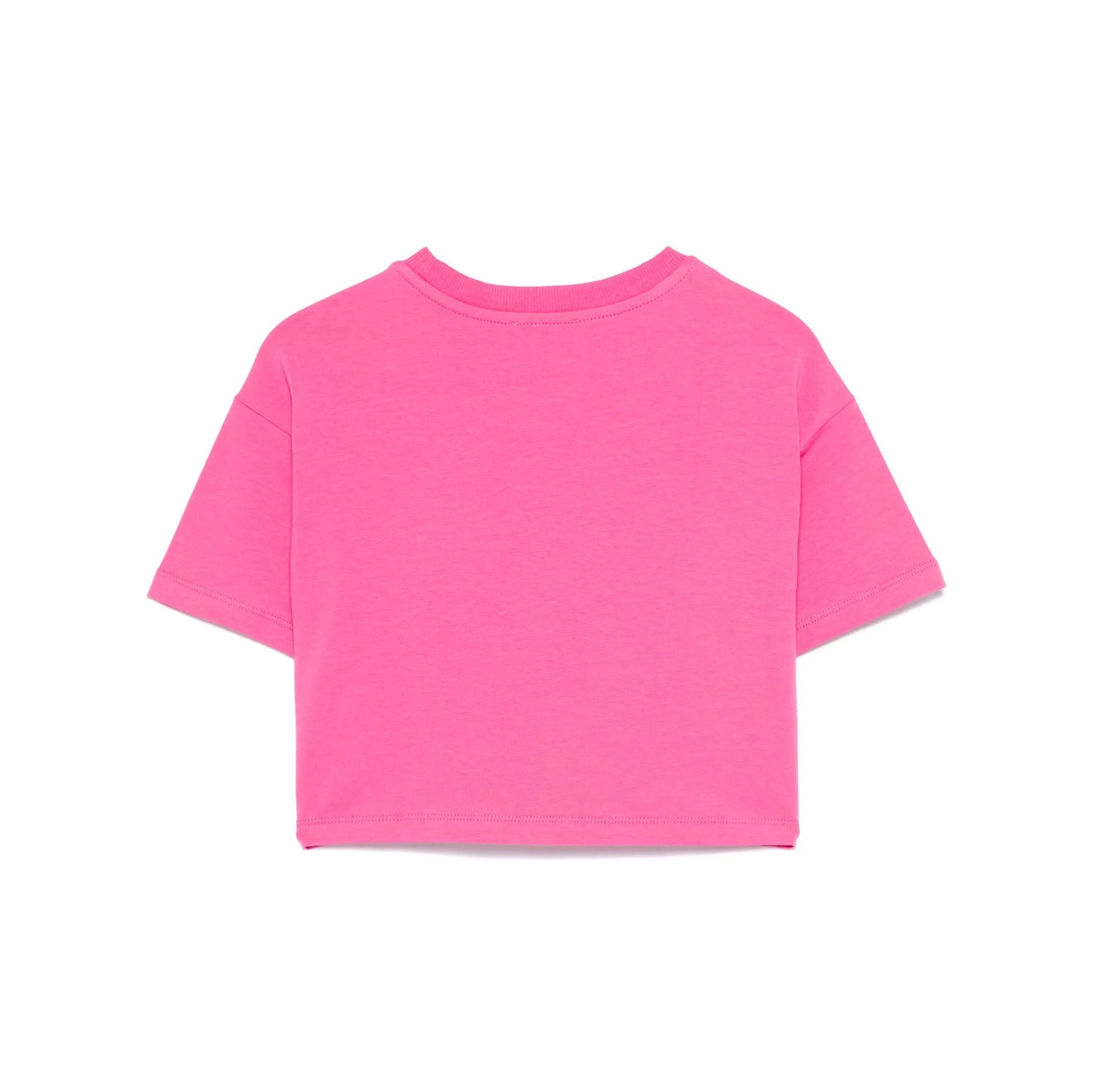 Girls Pink Printed Cotton T-Shirt