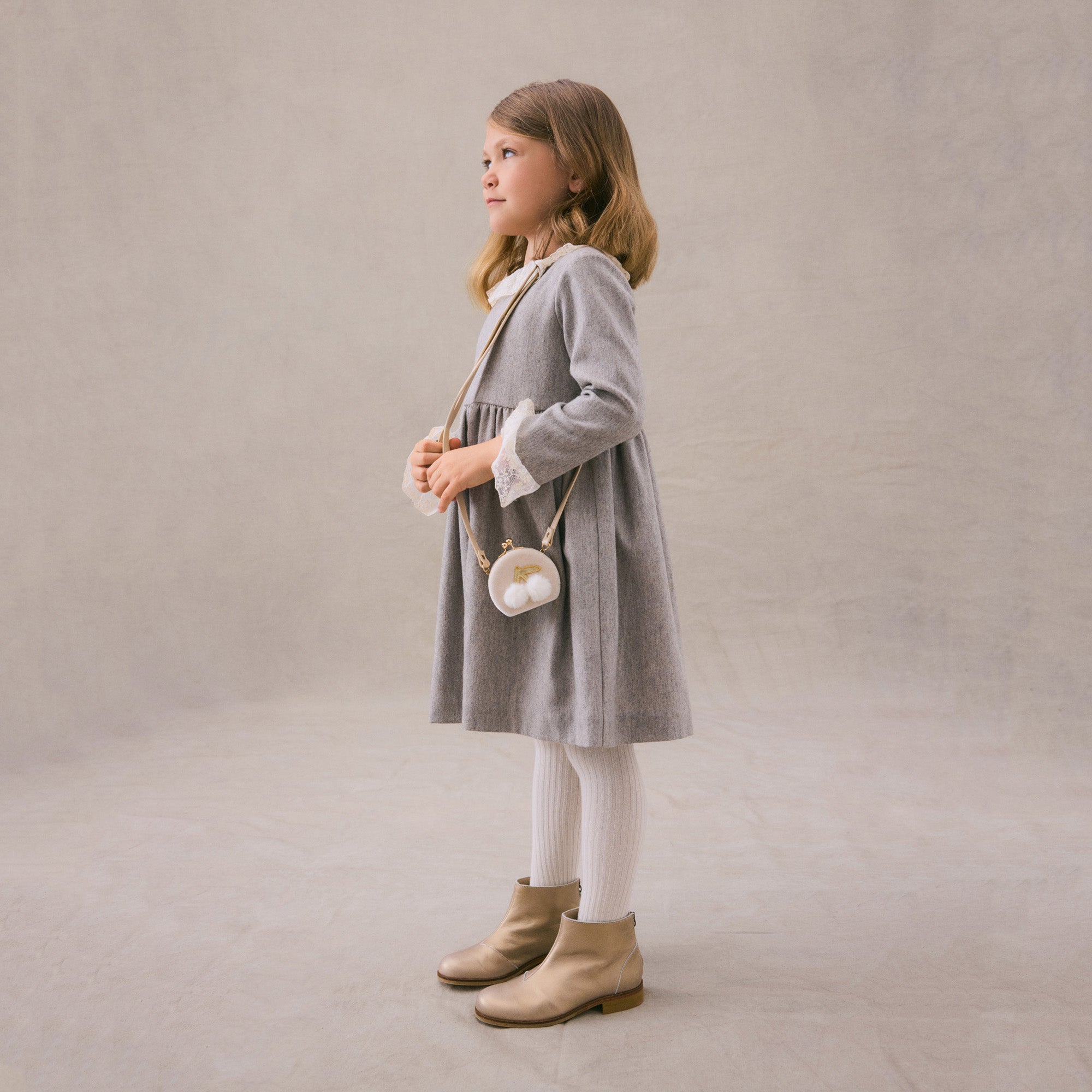 Girls Light Pink Velvet Shoulder Bag