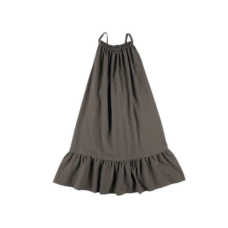 Girls Dark Grey Cotton Strap Dress