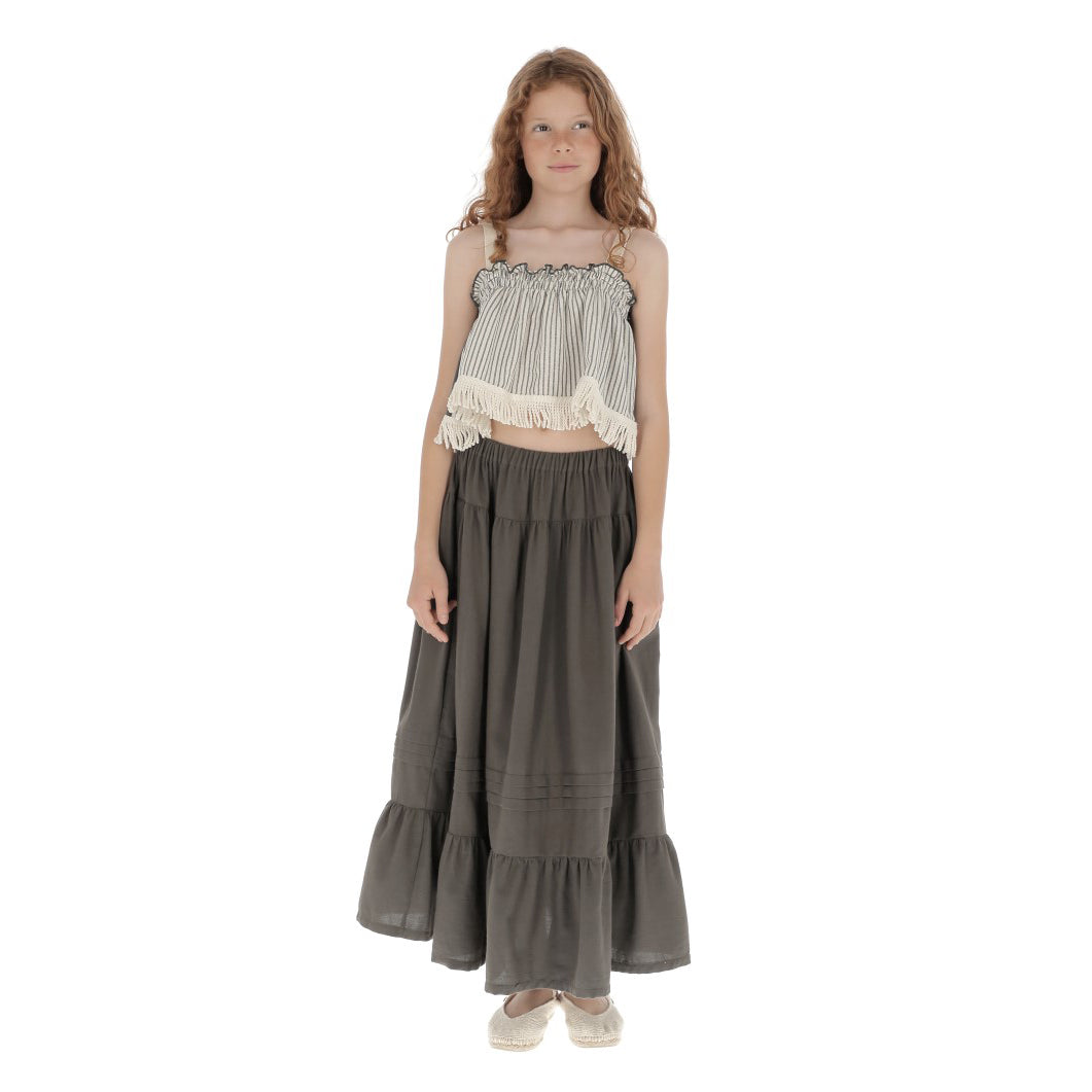 Girls Dark Grey Cotton Skirt