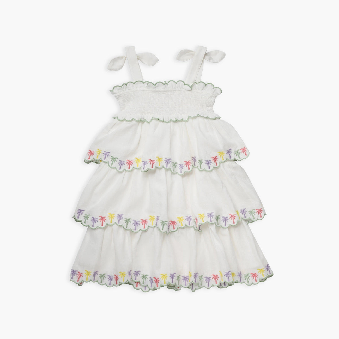 Girls White Embroidered Cotton Dress