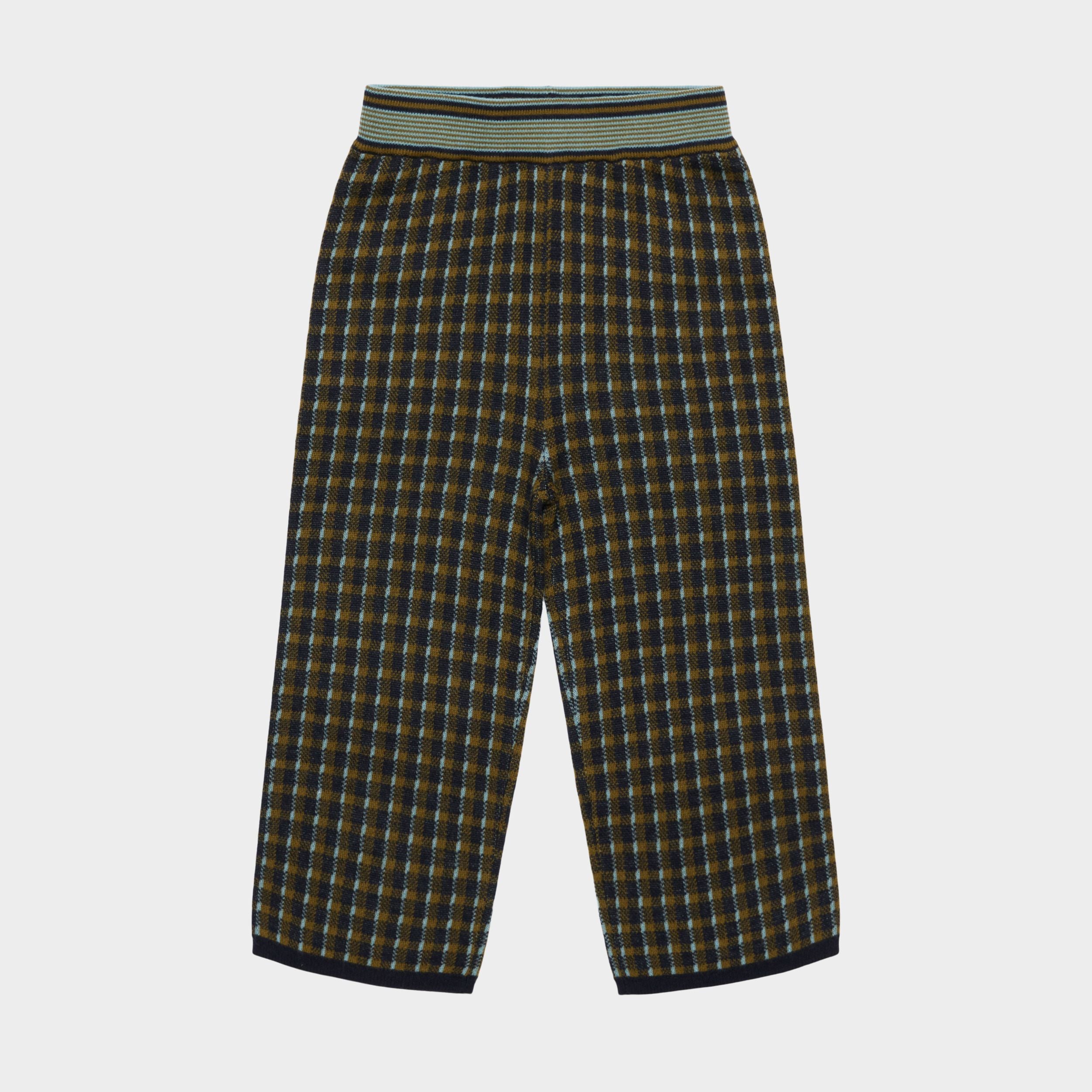 Boys & Girls Dark Navy Check Wool Trousers