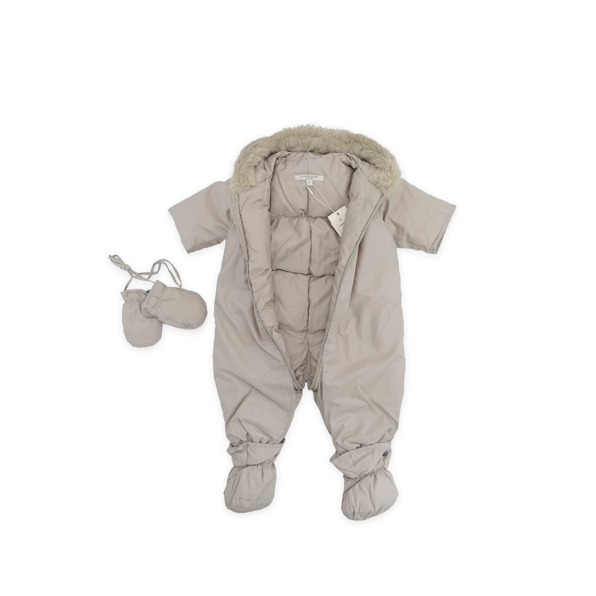 Baby Boys Grey Padded Down Babysuit