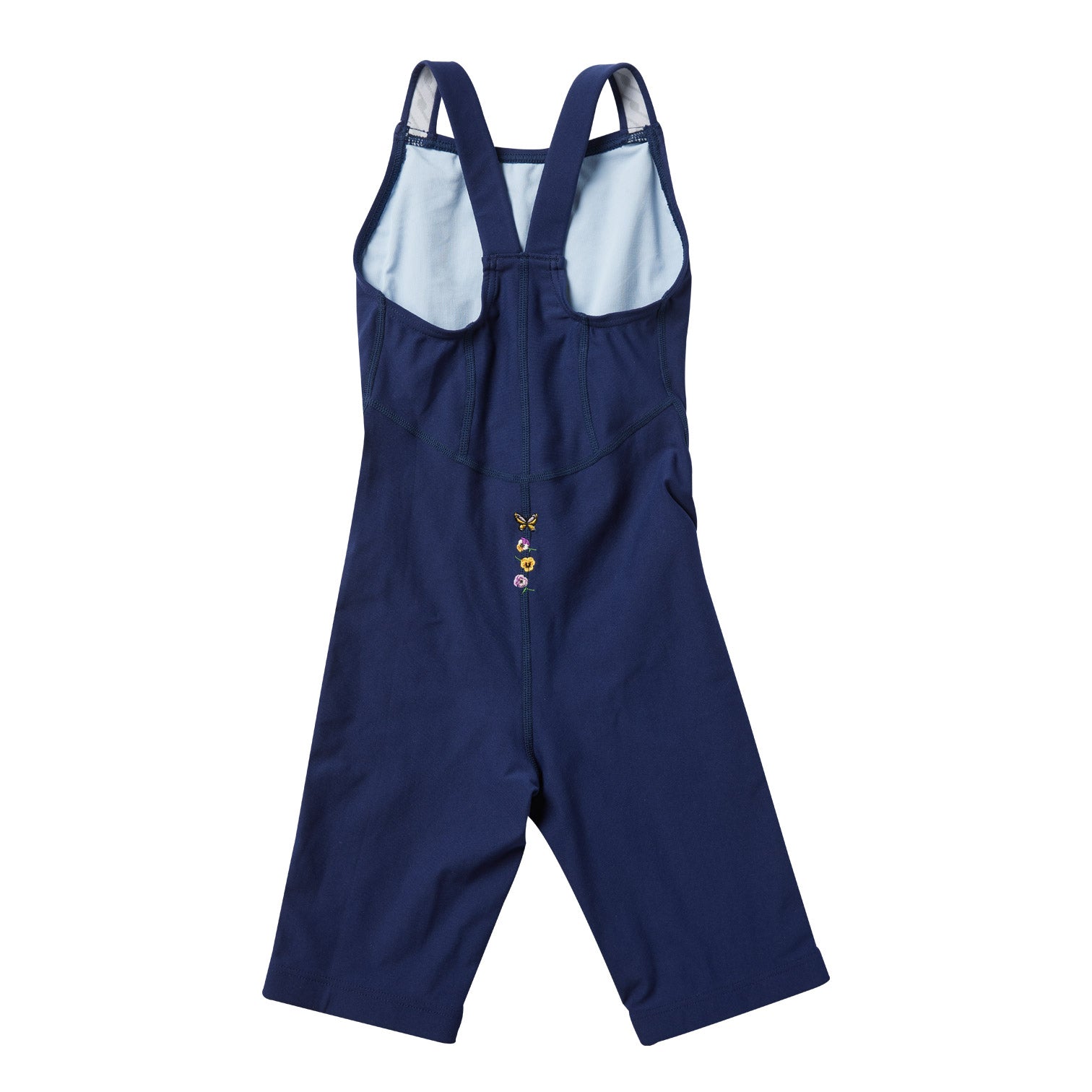 Girls Navy Embroidered Cropped Professional Swimsuit
