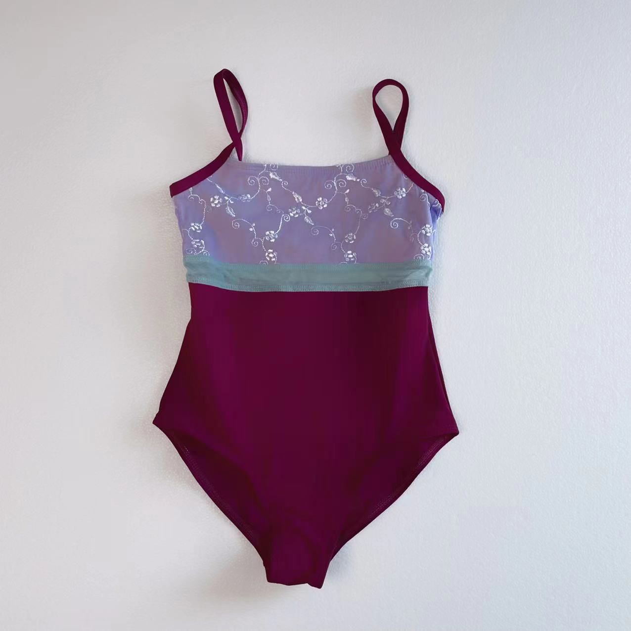 Girls Purple Embroidered Ballet Onesies