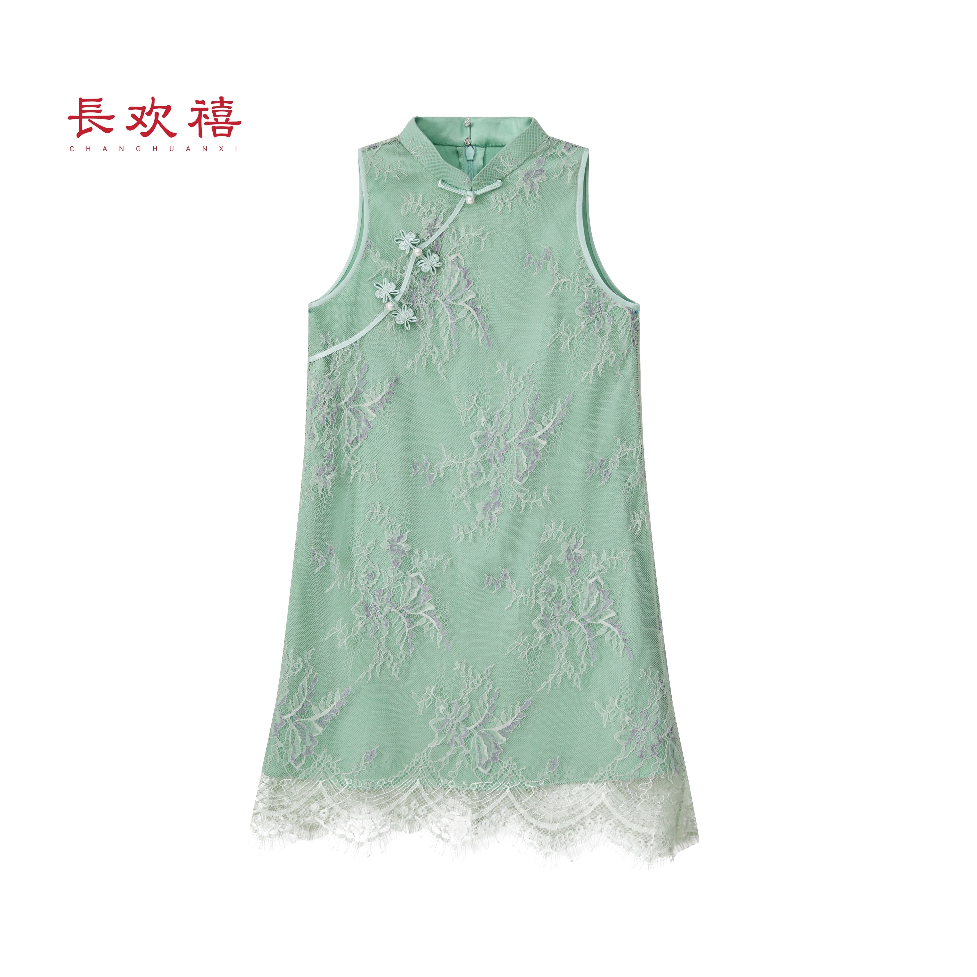 女童青色"婉沁”中式旗袍