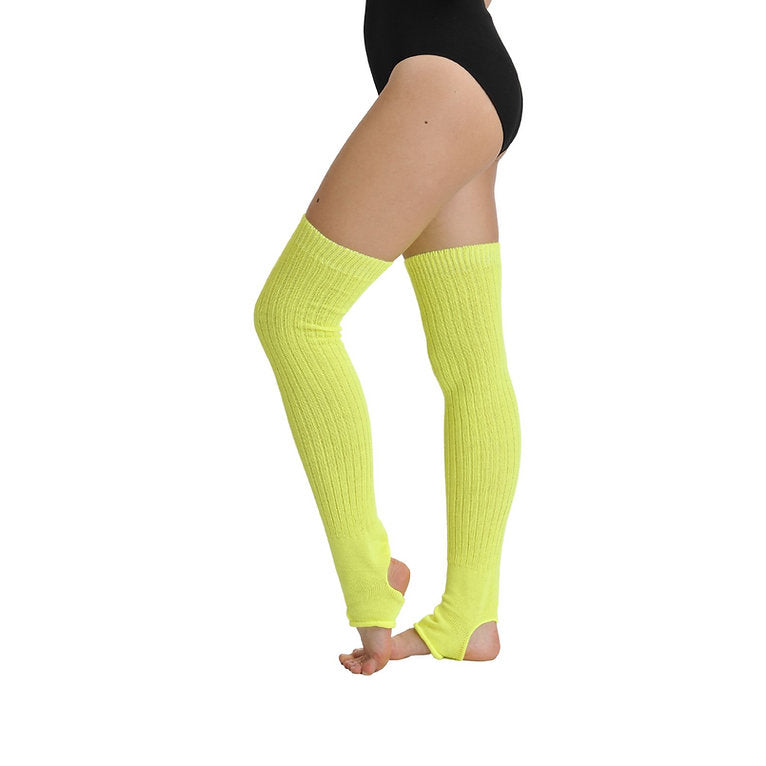Girls Fluo Yellow Ballet Warm Up Socks