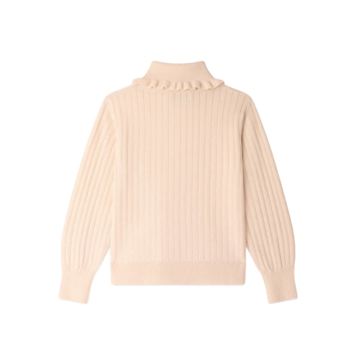 Girls White Wool Turtleneck Sweater