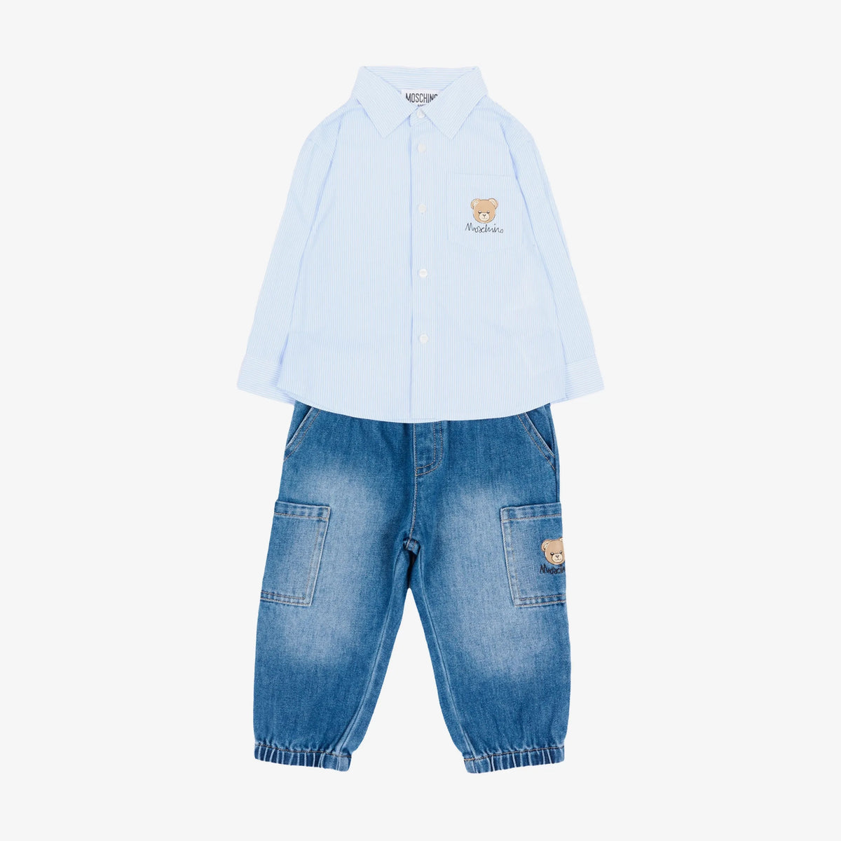 Baby Boys Light Blue Shirt & Denim Trousers Set
