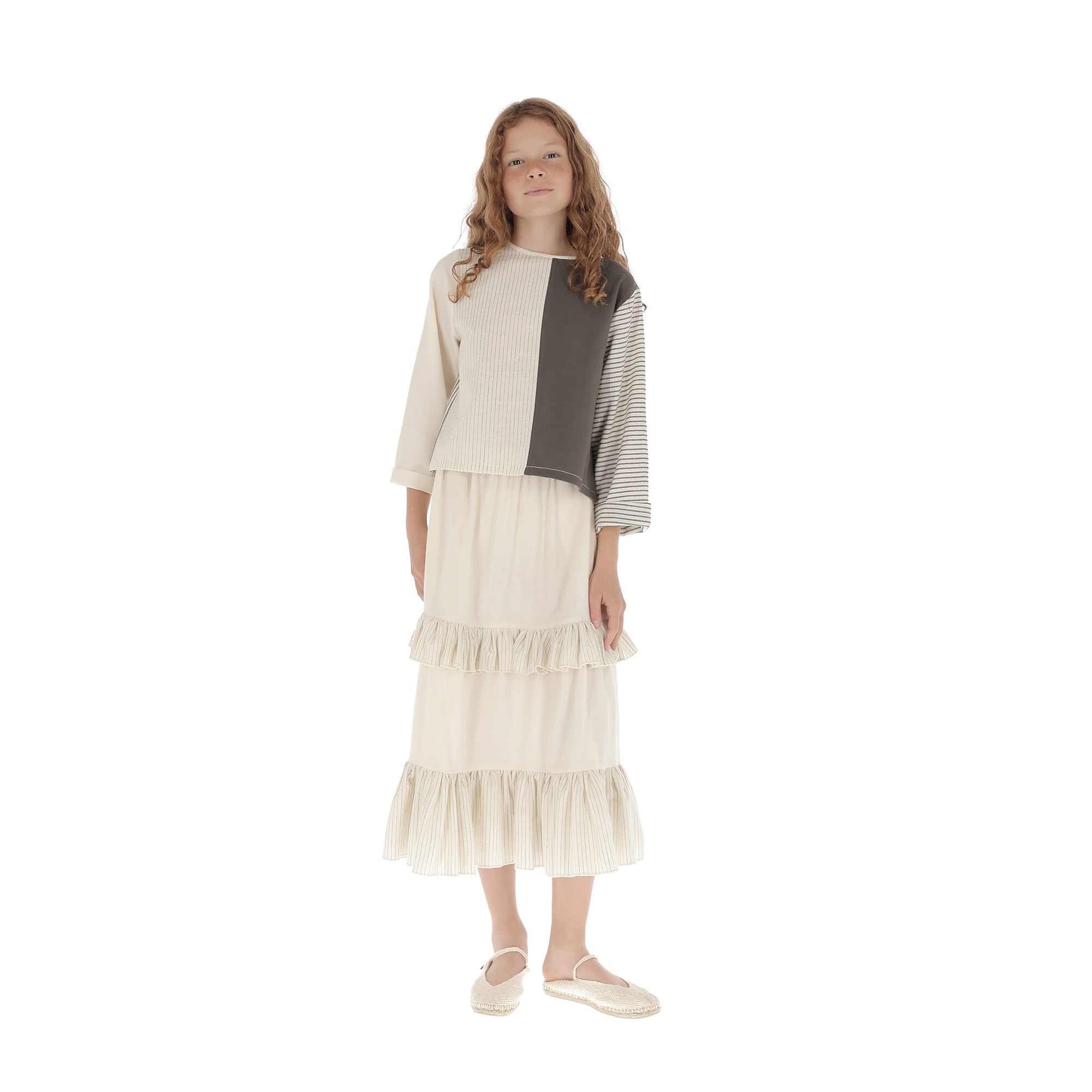 Girls White Cotton Skirt