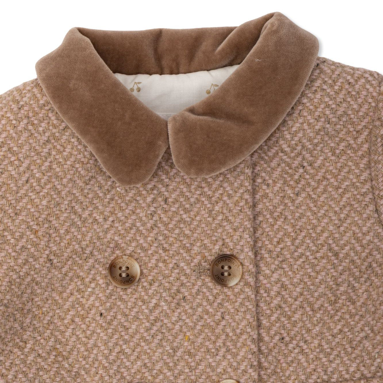 Baby Girls Beige Pink Wool Coat