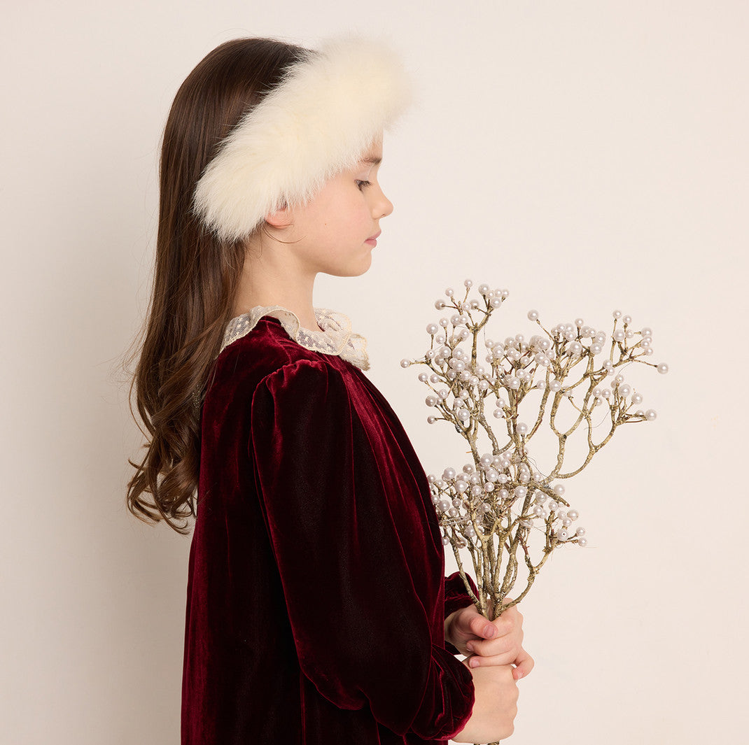 Girls Wine Red Velvet Dress