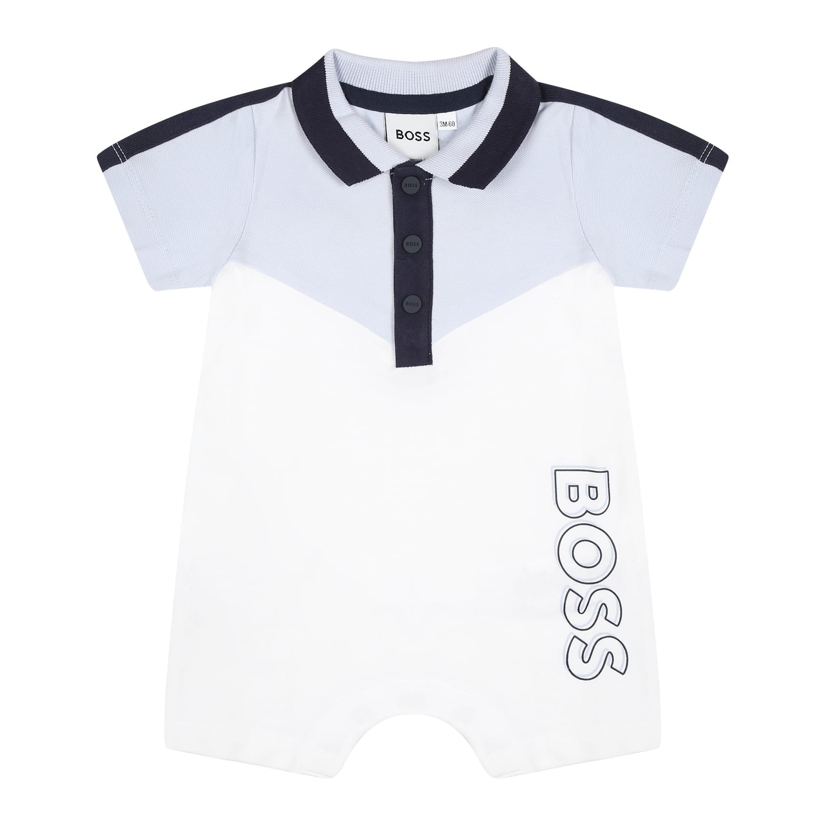 Baby Boys White Cotton Babysuit