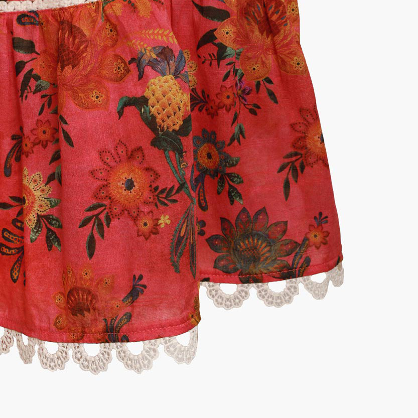 Girls Red Flower Cotton Dress