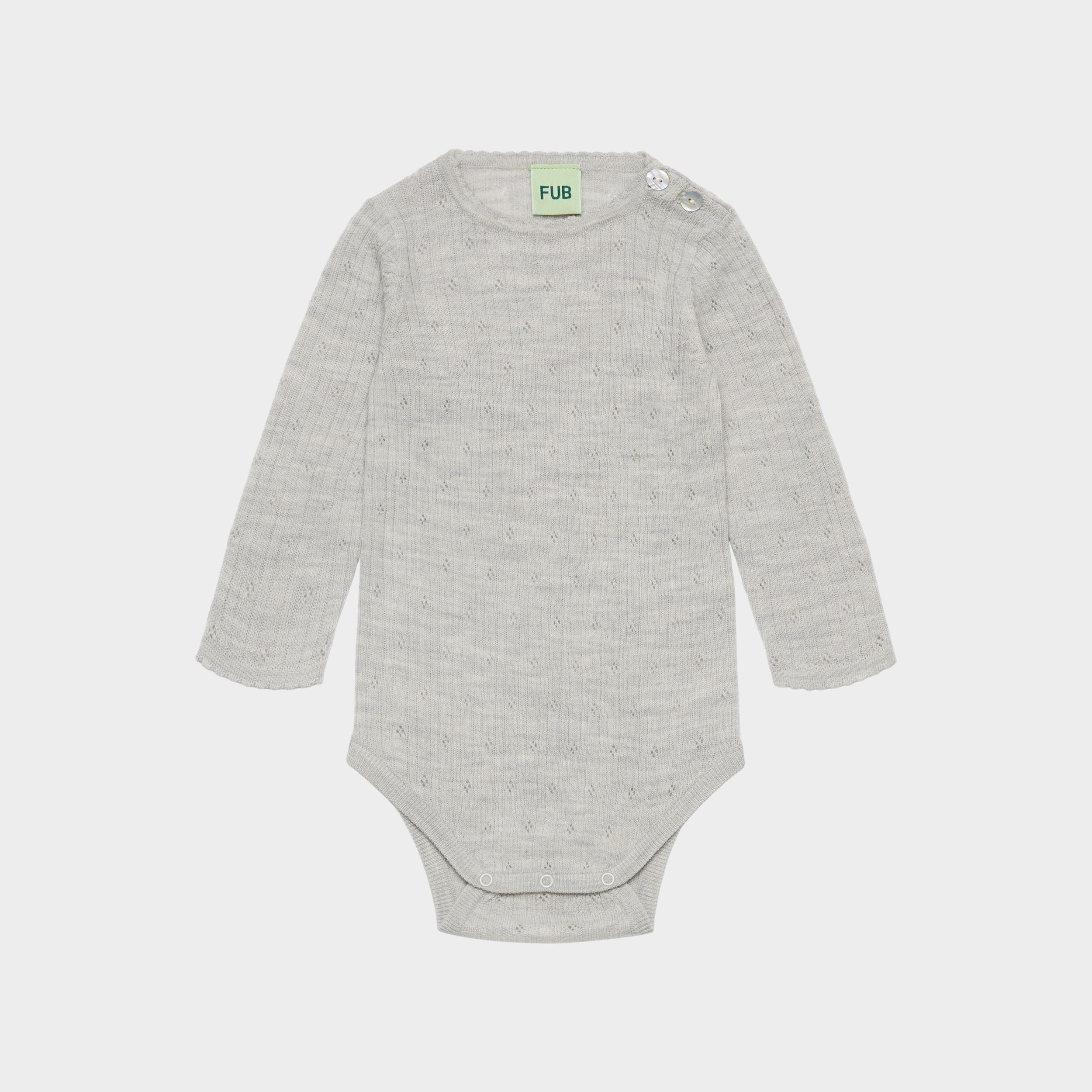 Baby Boys & Girls Light Grey Wool Babysuit