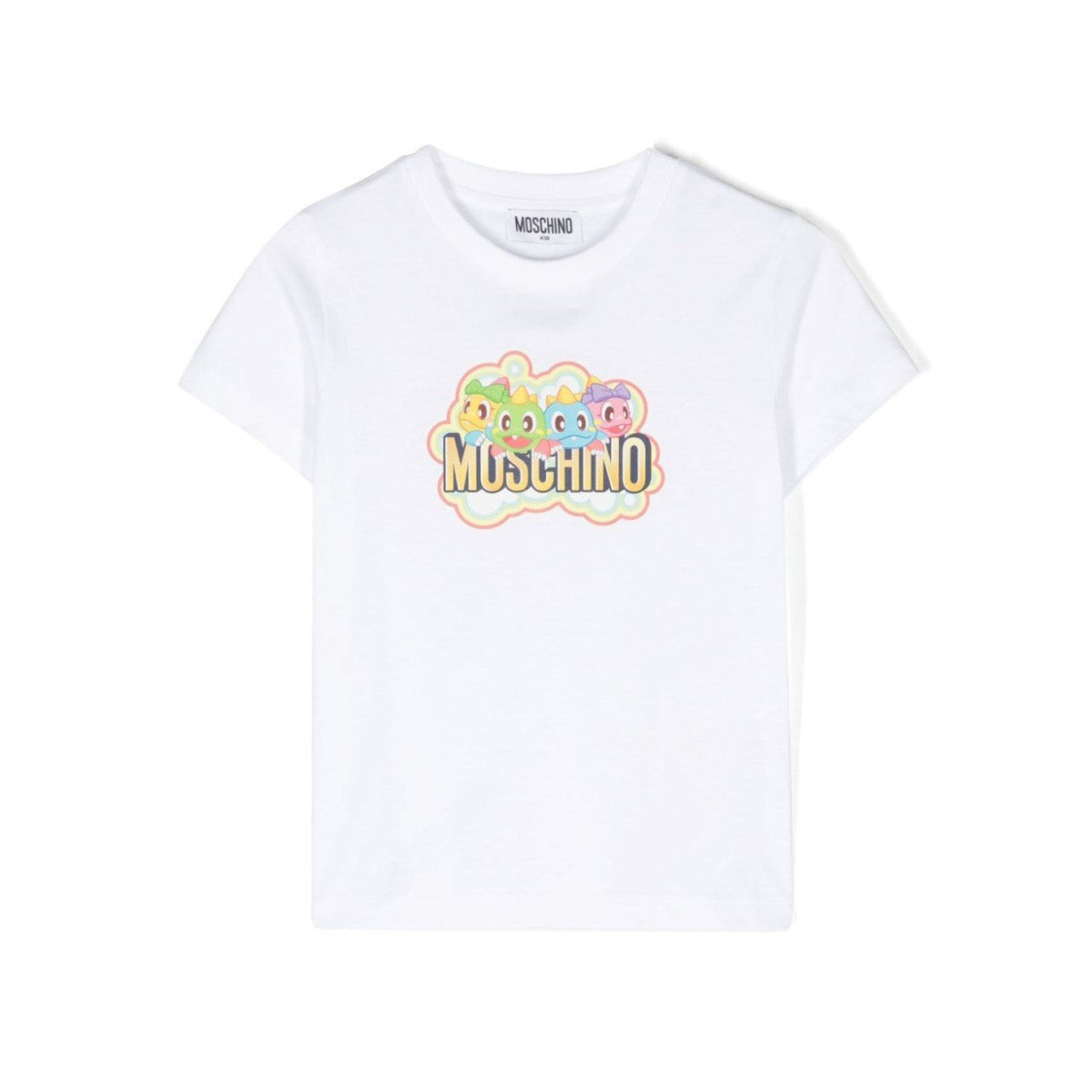 Boys & Girls White Printed Cotton T-Shirt