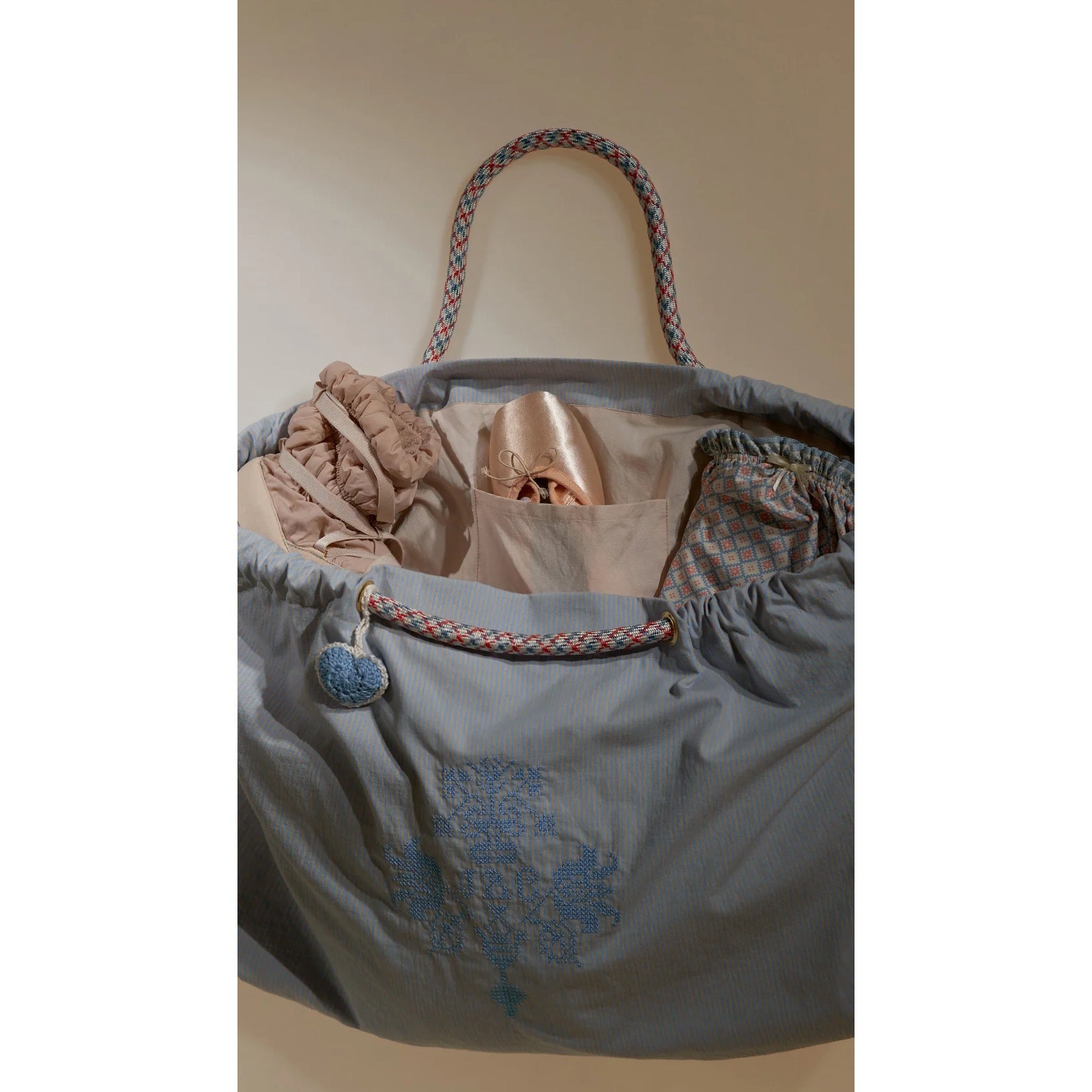 Girls Light Blue Stripes Ballet Handbag(长x高:66x38cm)
