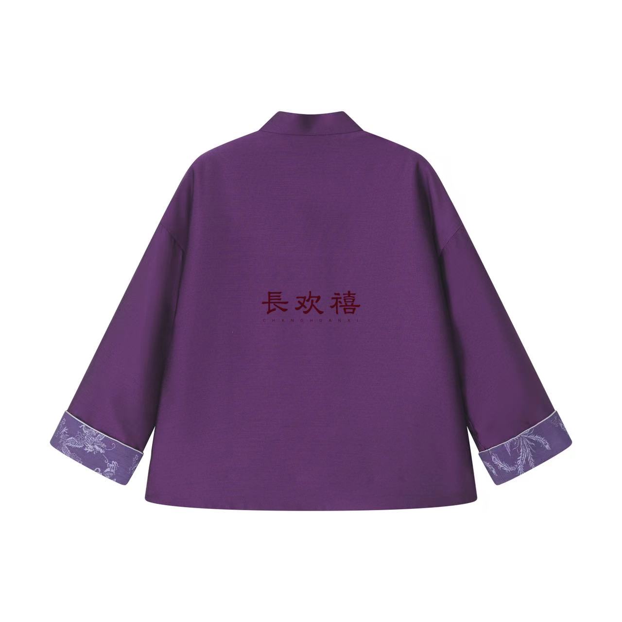 儿童紫色"龙在云中"加棉外套